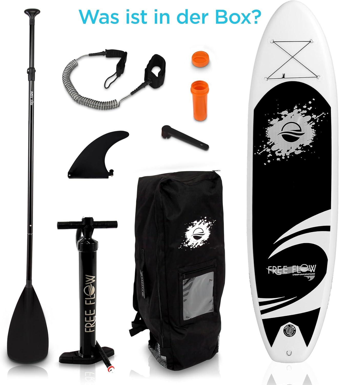SereneLife 10.5' Inflatable Stand-Up Paddle Board with Accessories - SLSUPB06, Black and Light gray