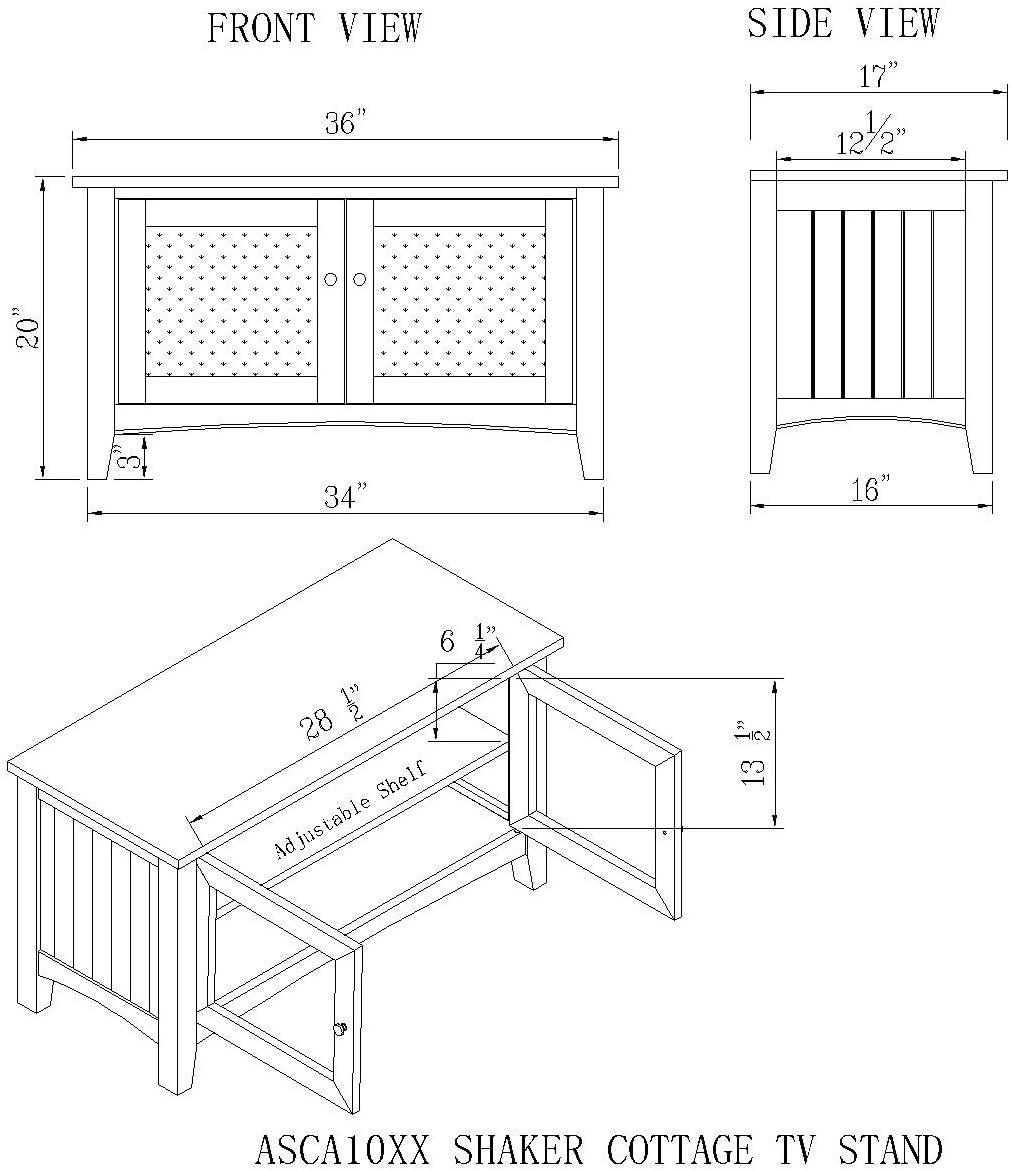 Transitional Shaker Cottage 36" Espresso TV Stand with Glass Cabinet