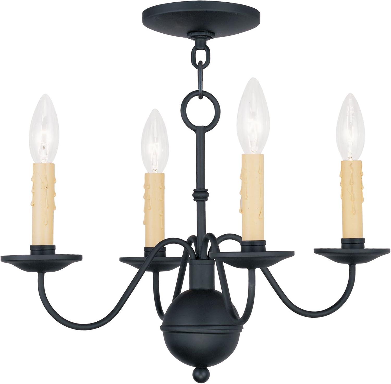 Mini Black Steel 4-Light Candelabra Chandelier