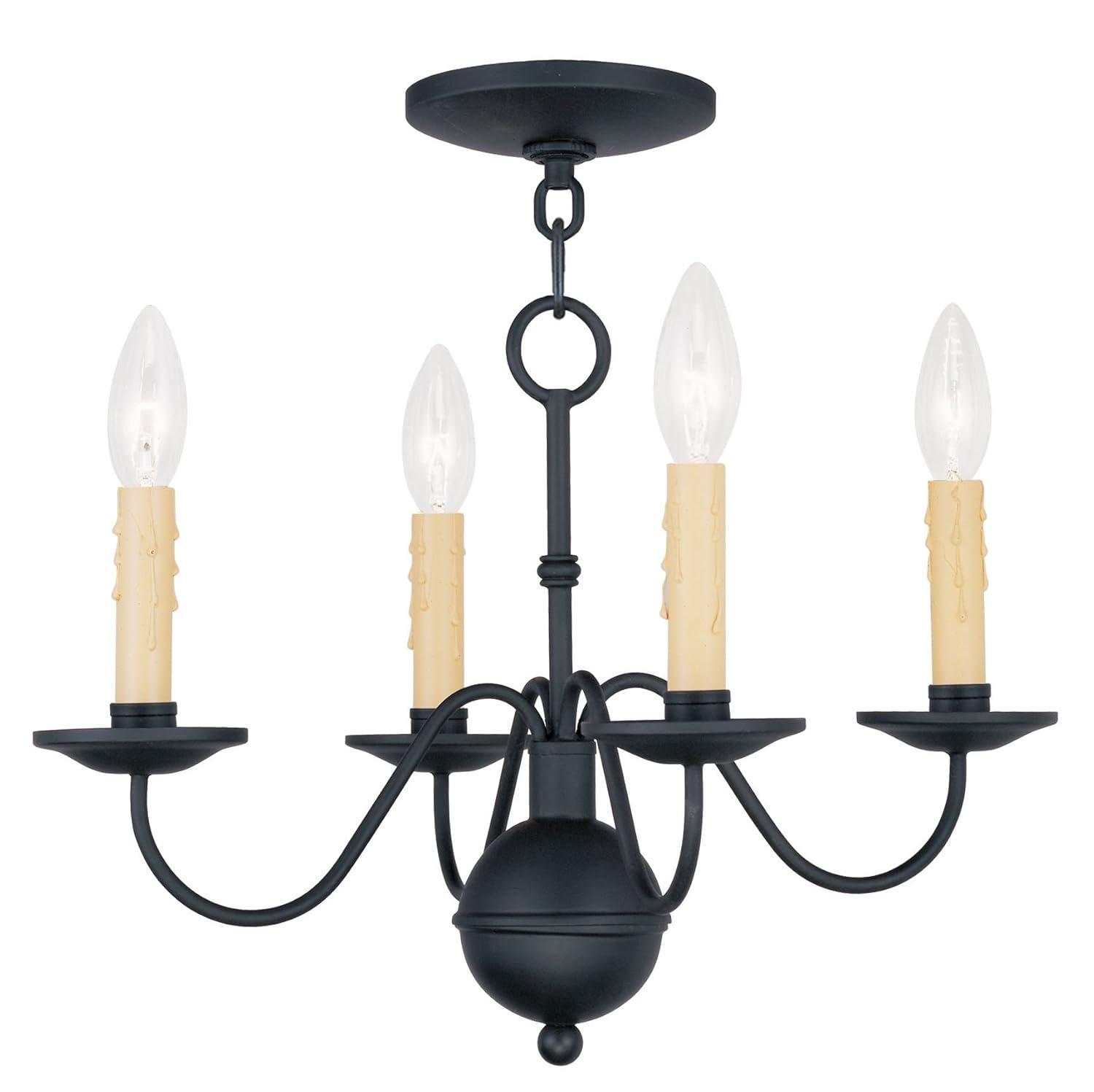 Livex Lighting 4494-04 Heritage 4-Light Mini Chandelier, Black, 12.5