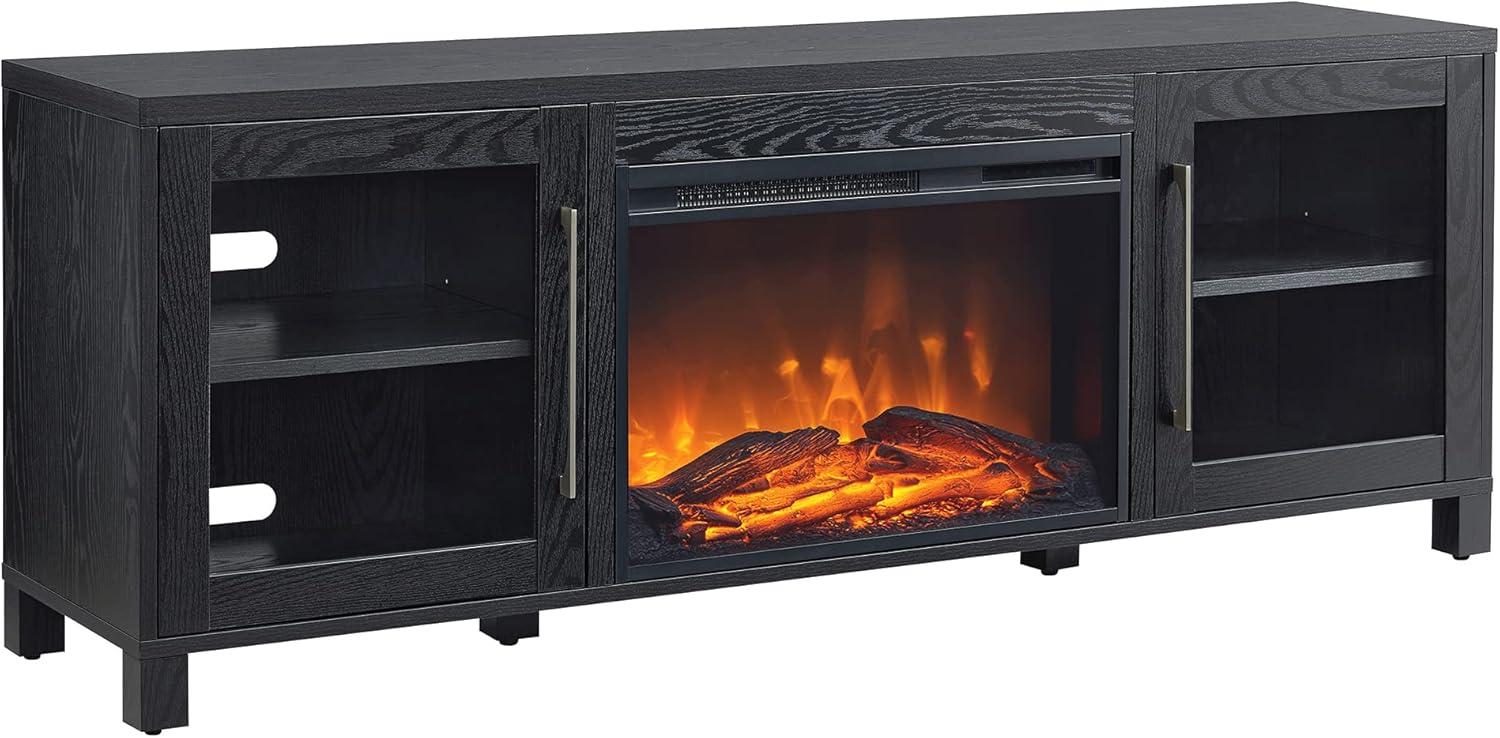 Evelyn&Zoe Quincy Rectangular TV Stand with 26" Log Fireplace for TV's up to 75", White