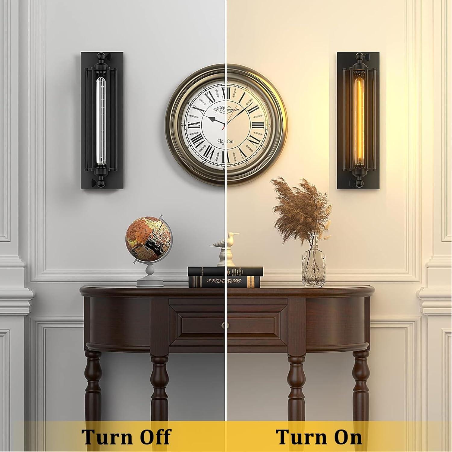 Licperron Industrial Wall Sconce E26 E27 Edison Vintage Wall Sconce Antique Wall Lamp Fixtures Bedside Bar Restaurant Hotel Lighting Decor 2 Pack