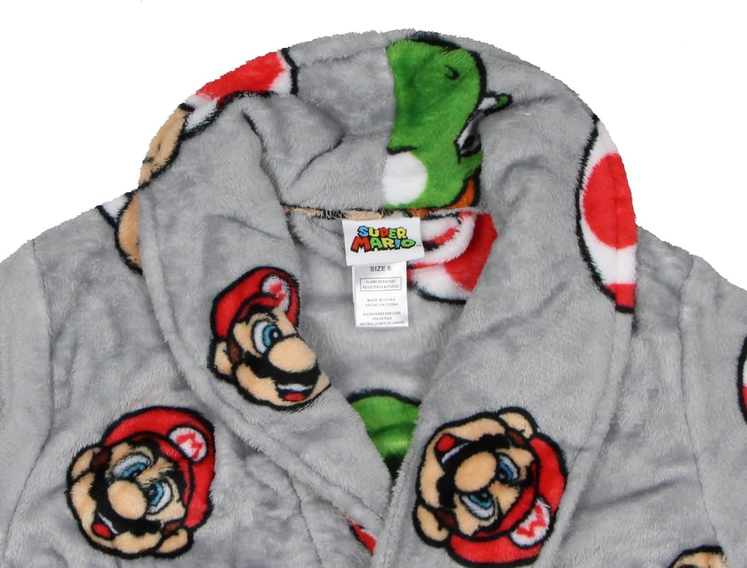 Nintendo Boys' Super Mario Yoshi and Super Mushroom Kids Fleece Robe (6)