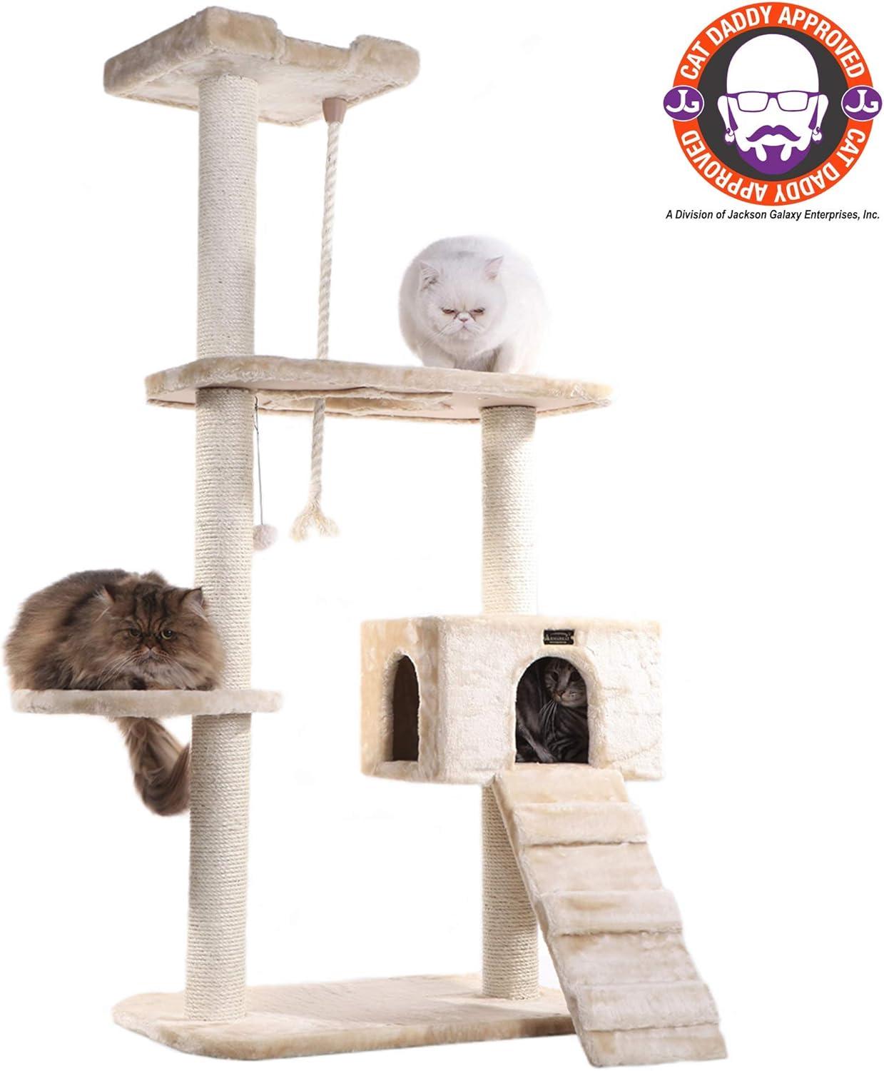 Armarkat 58-in Cat Tree & Condo Scratching Post Tower, Beige