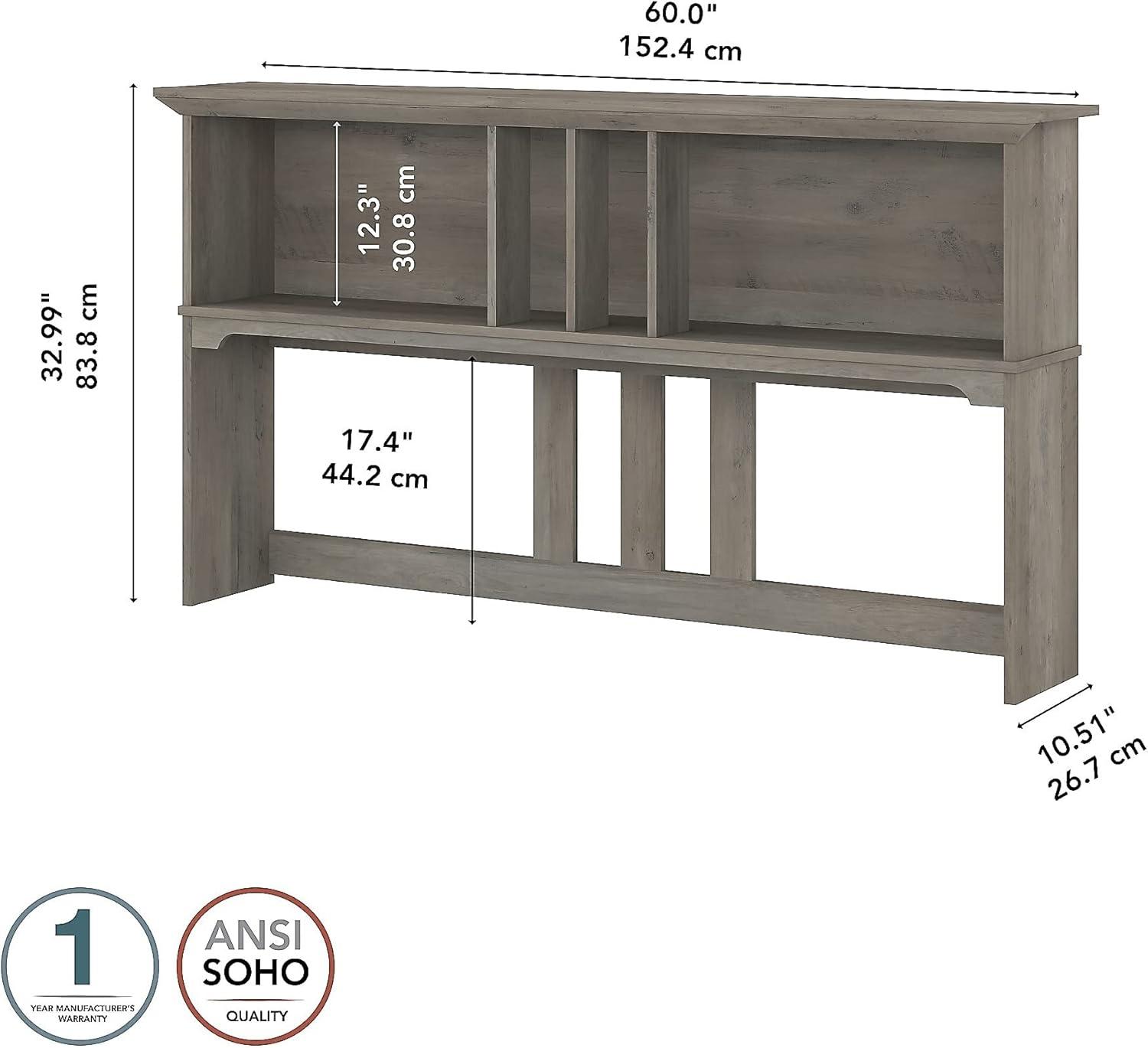 Bush Furniture Salinas Hutch for L Desk, Driftwood Gray