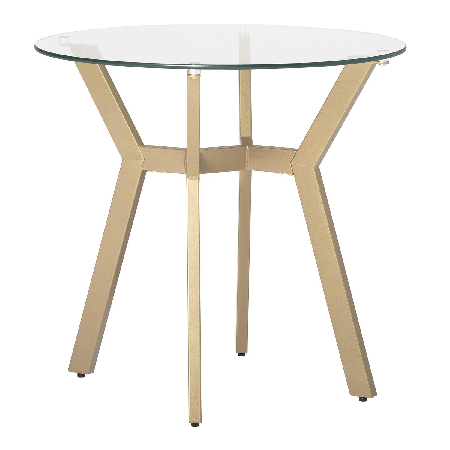 24" Architect Round End Table Gold/Clear Glass - Studio Designs Home: Mid-Century Modern, Tempered Top