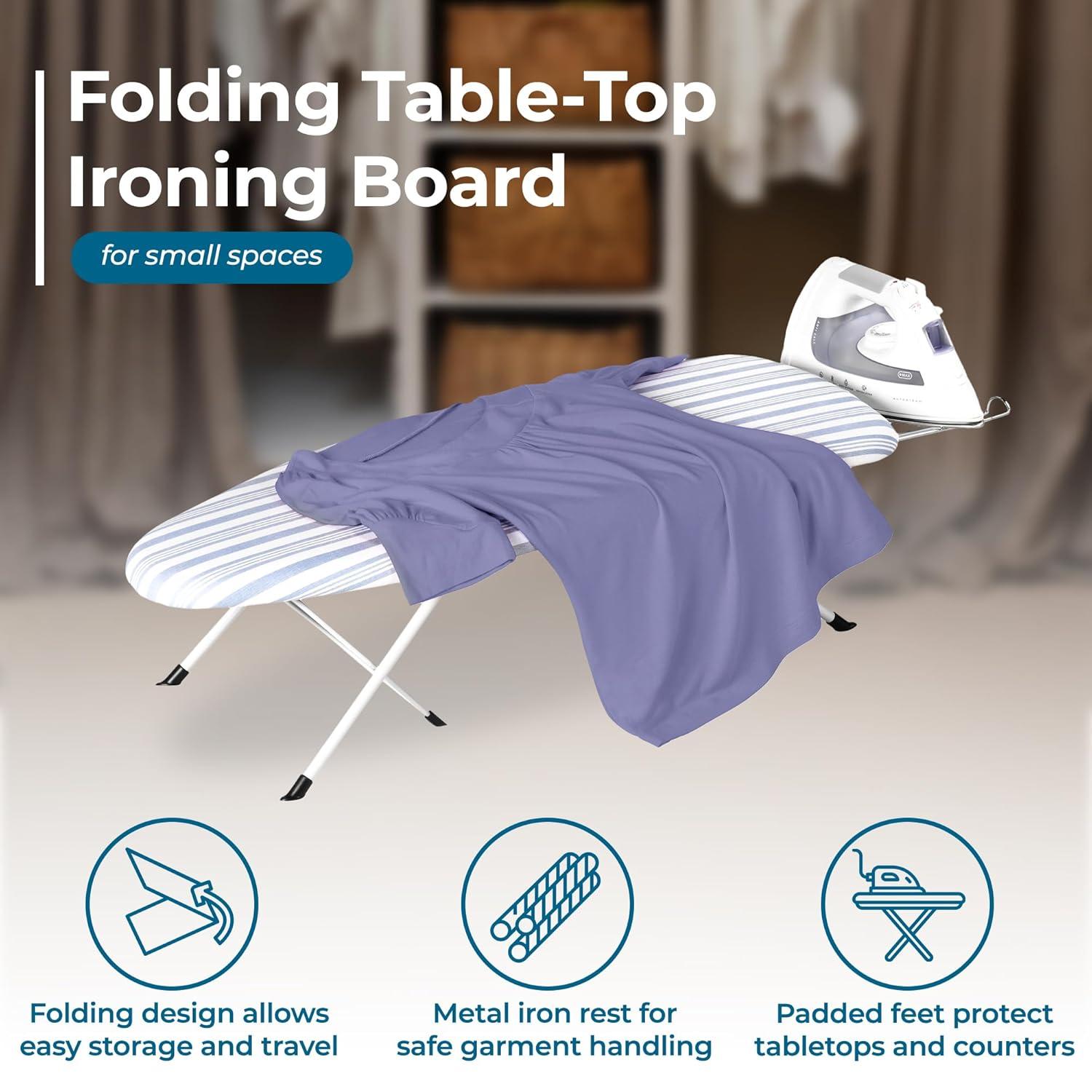 Blue Folding Table-Top Ironing Board with Compact Design