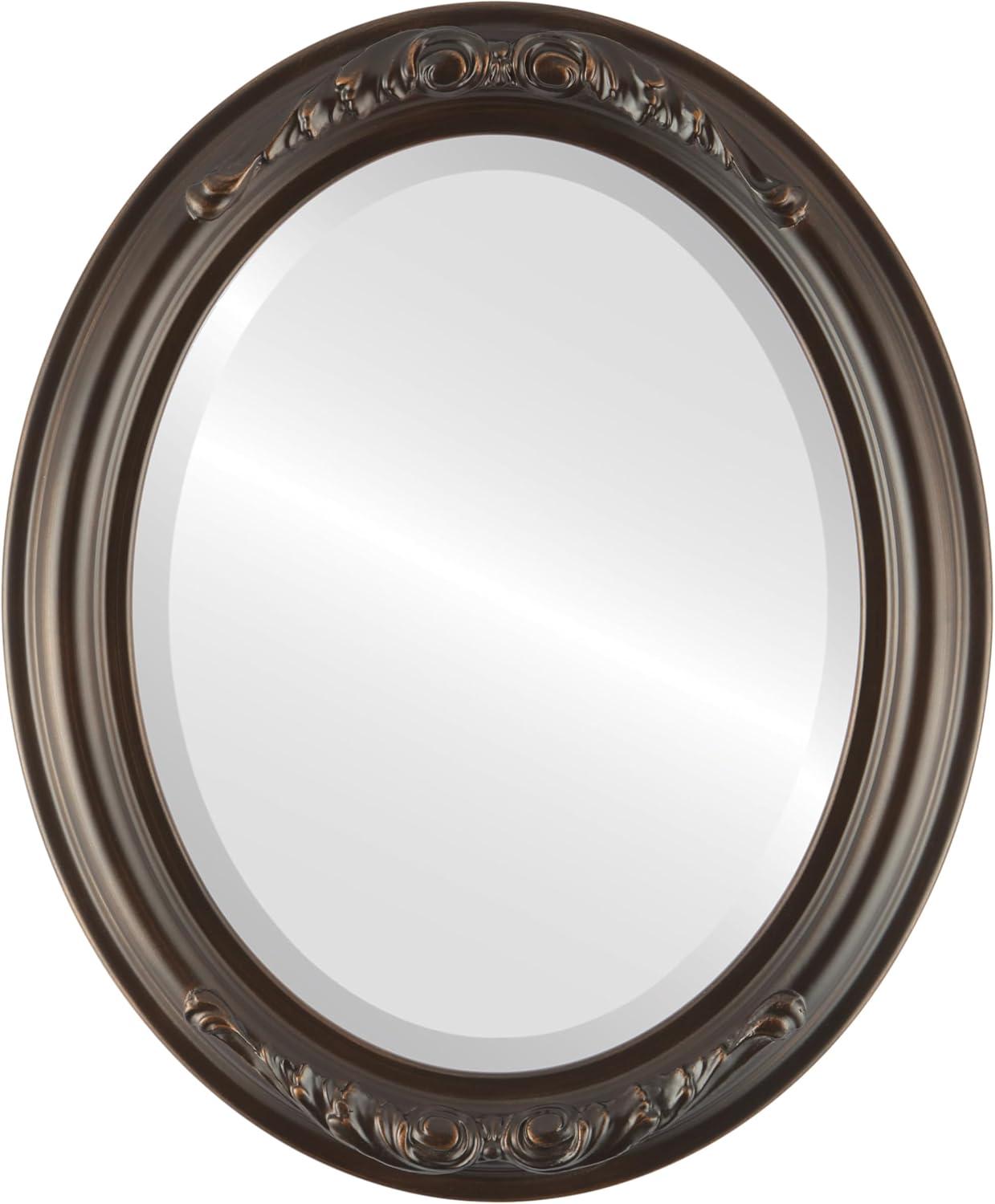 OVALCREST by The OVALCREST Mirror Store Florence Framed Oval Mirror in Rubbed Bronze - Antique Bronze 19x23