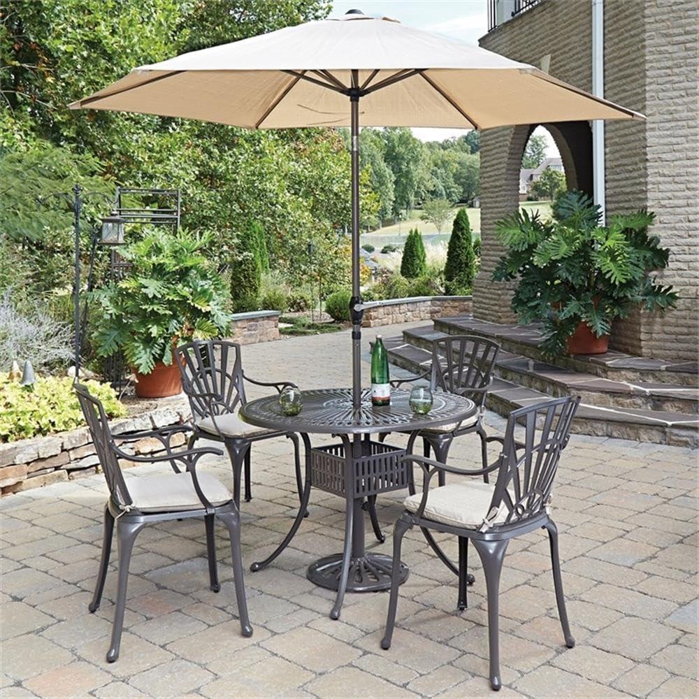 Homestyles Grenada Aluminum Outdoor Dining Table in Khaki Gray