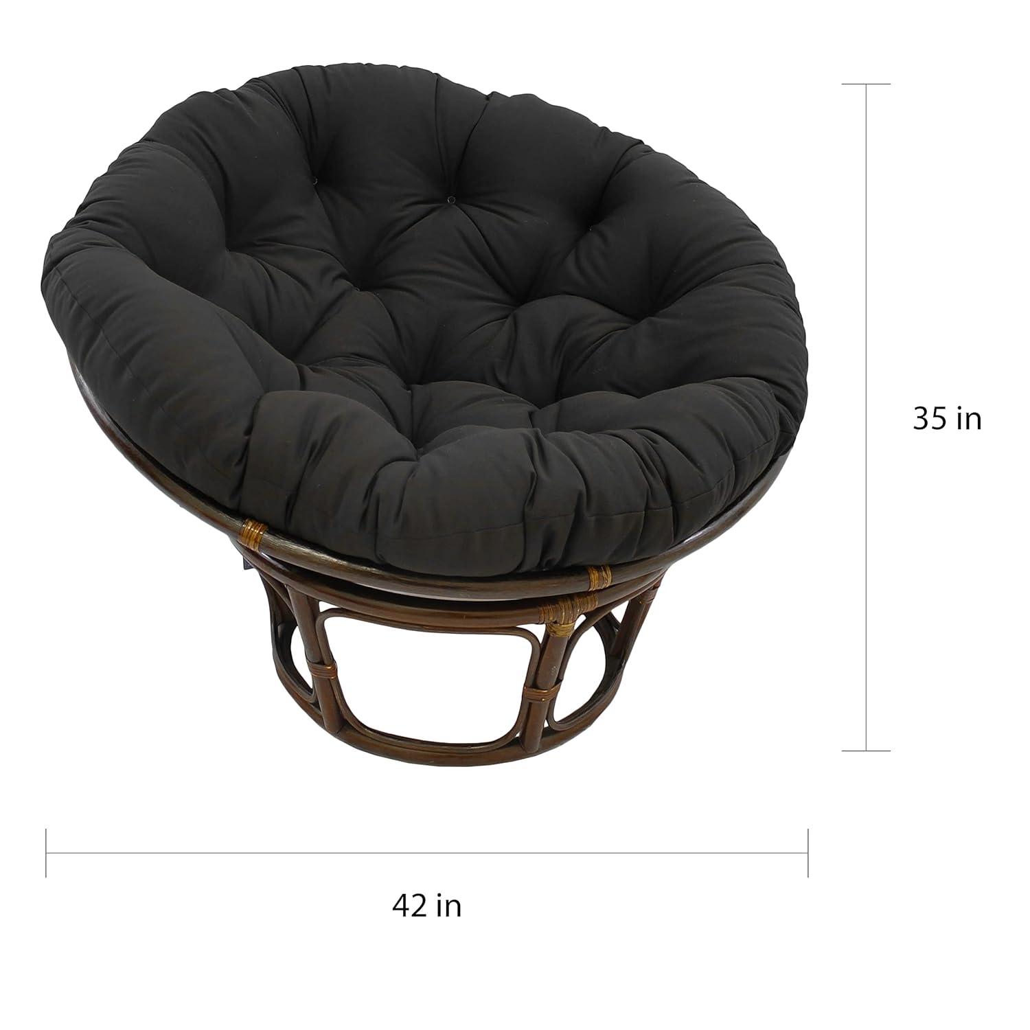 42" Rattan Papasan Chair with Solid Twill Cushion Sage - International Caravan: Handmade, Walnut Finish, Comfy