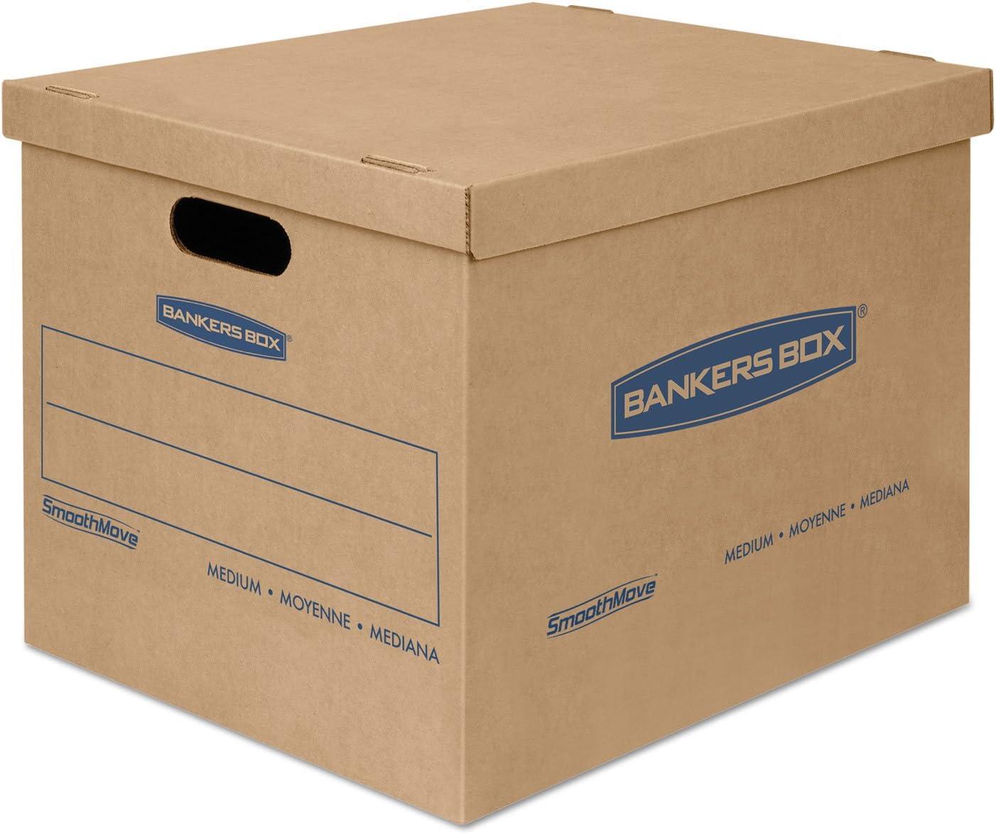 Bankers Box SmoothMove Classic Moving/Storage Boxes, Half Slotted Container (HSC), Small, 12" x 15" x 10", Brown/Blue, 20/Carton