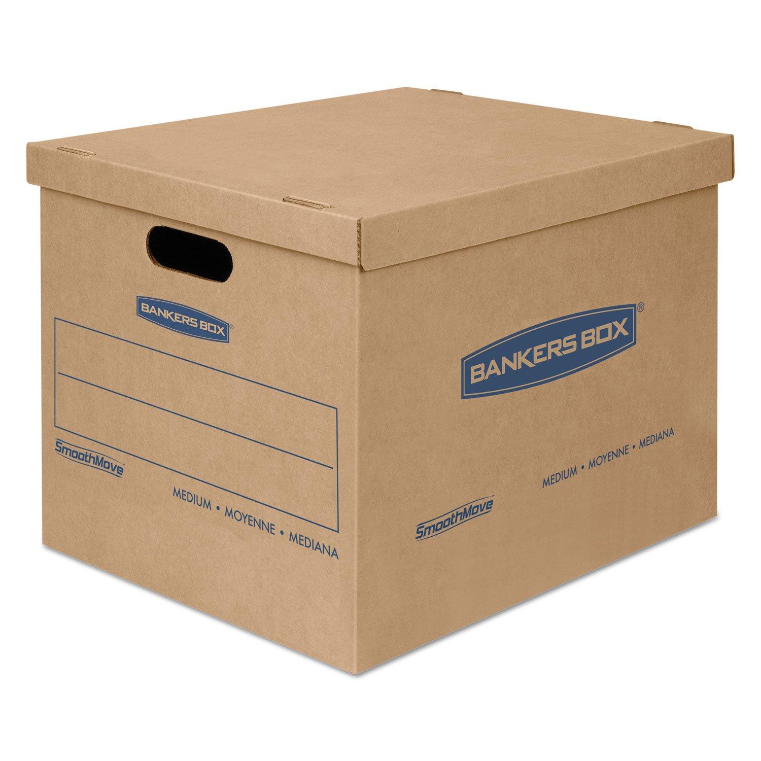 Bankers Box SmoothMove Classic Moving/Storage Boxes, Half Slotted Container (HSC), Small, 12" x 15" x 10", Brown/Blue, 20/Carton