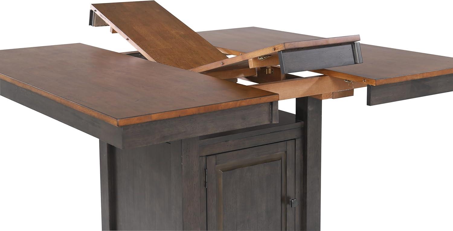 Dakota 5PC Extendable 42-54-in Pub Dining Storage Table Set in Brown & Gray Wood