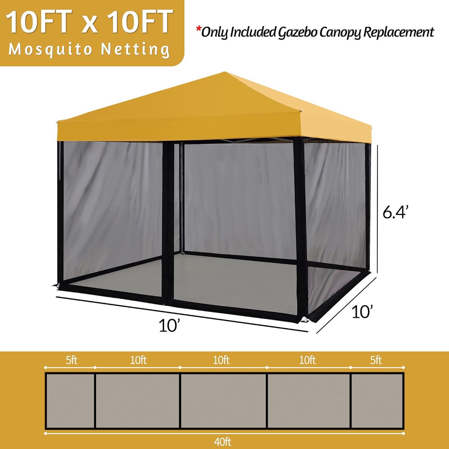 10' x 10' Black Mesh Mosquito Netting for Patio Canopy