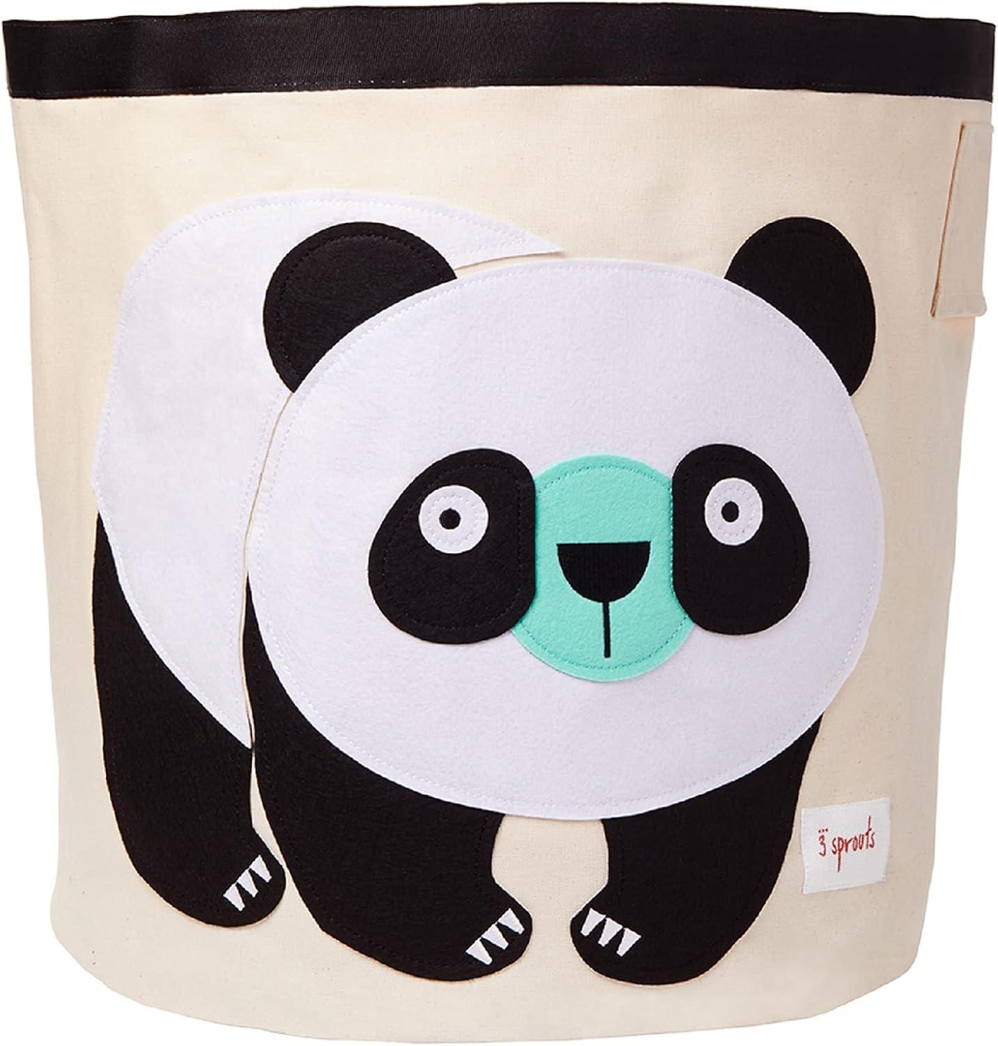 Panda-themed Canvas Storage Bin with Easy-Clean Lining