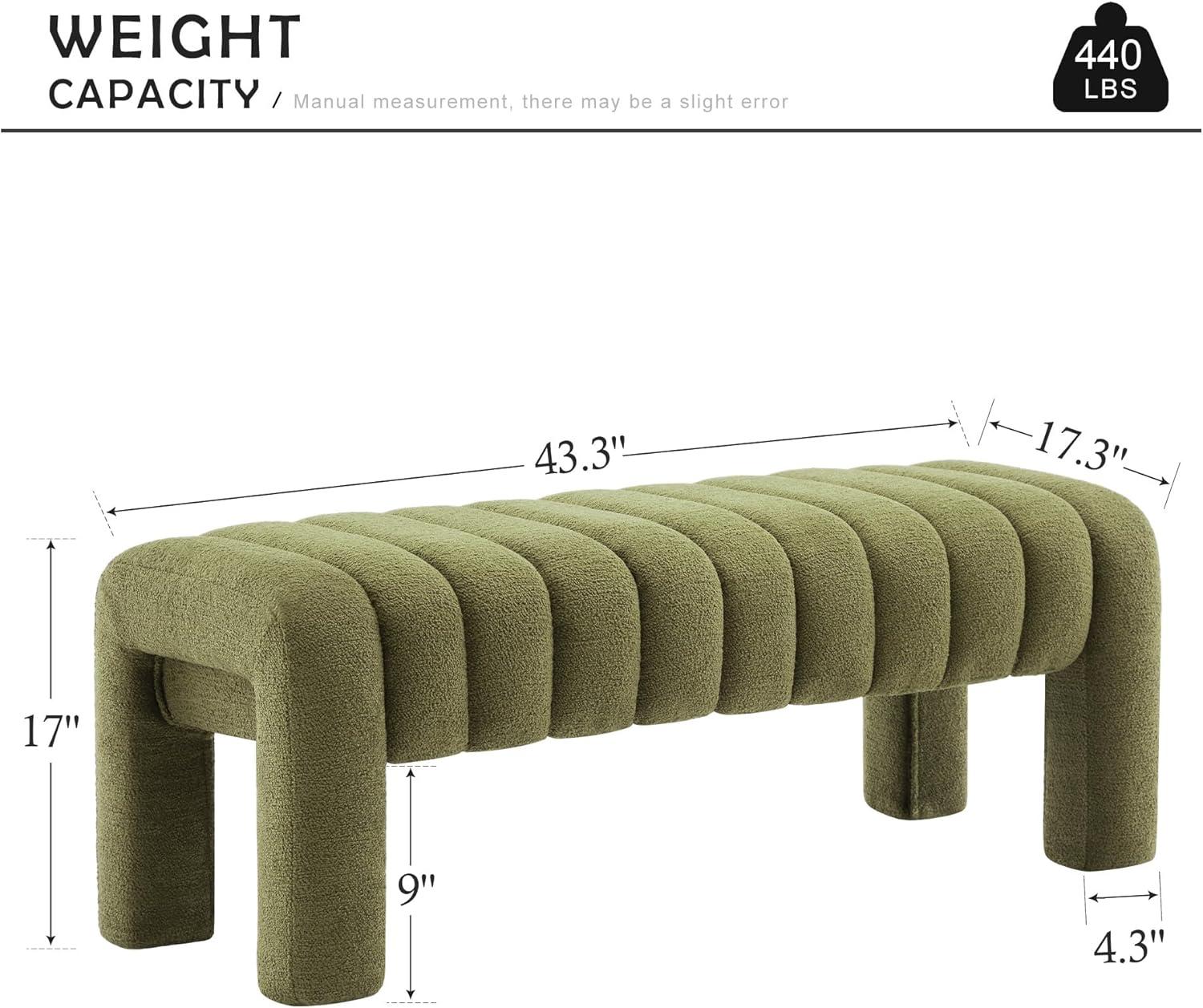 Oyan 43"or 63"W Channel Tufted Upholstered Bedroom Bench