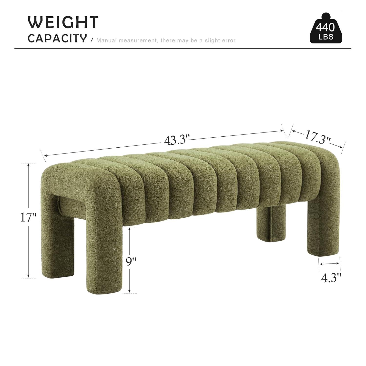 Oyan 43"or 63"W Channel Tufted Upholstered Bedroom Bench