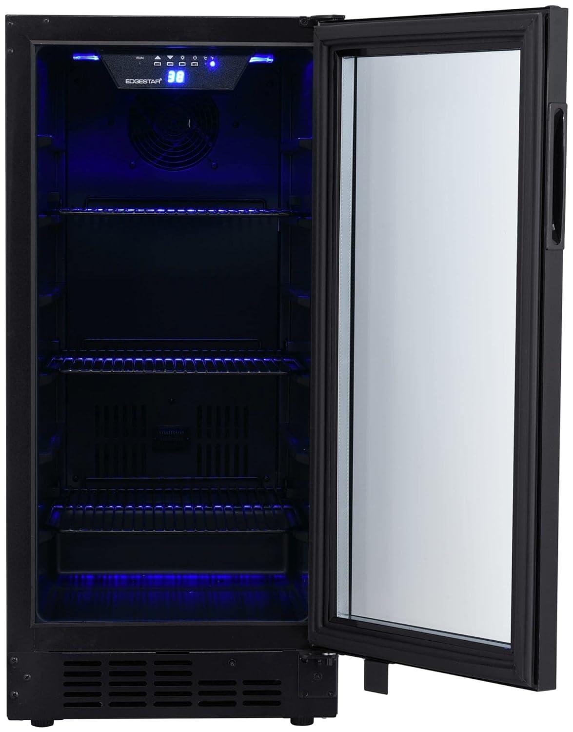 EdgeStar 15-in W 80 -Can Capacity Black Built-in/Freestanding Indoor Beverage Refrigerator with Glass Door