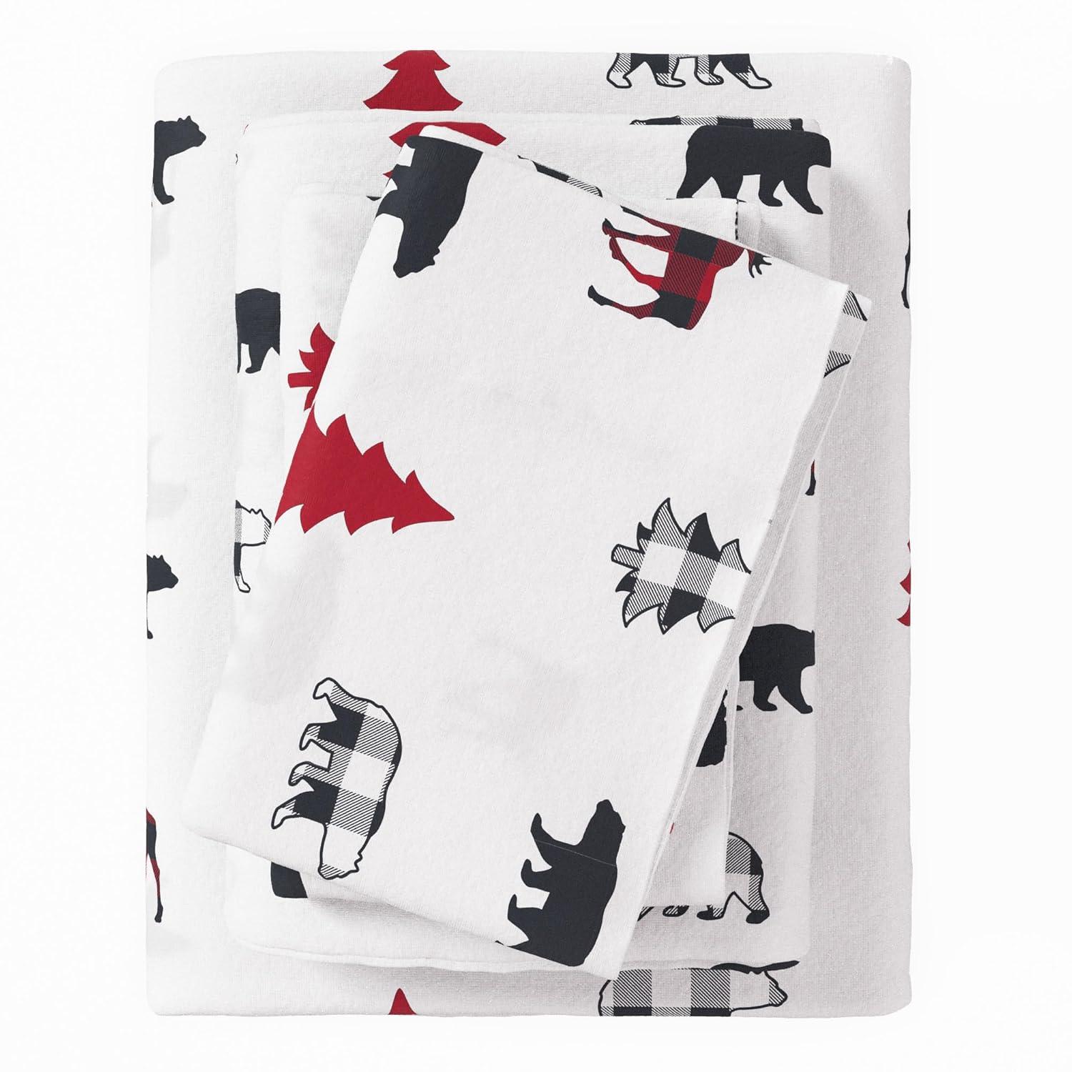 FreshFolds 100% Cotton Lodge Printed Flannel Sheet Set