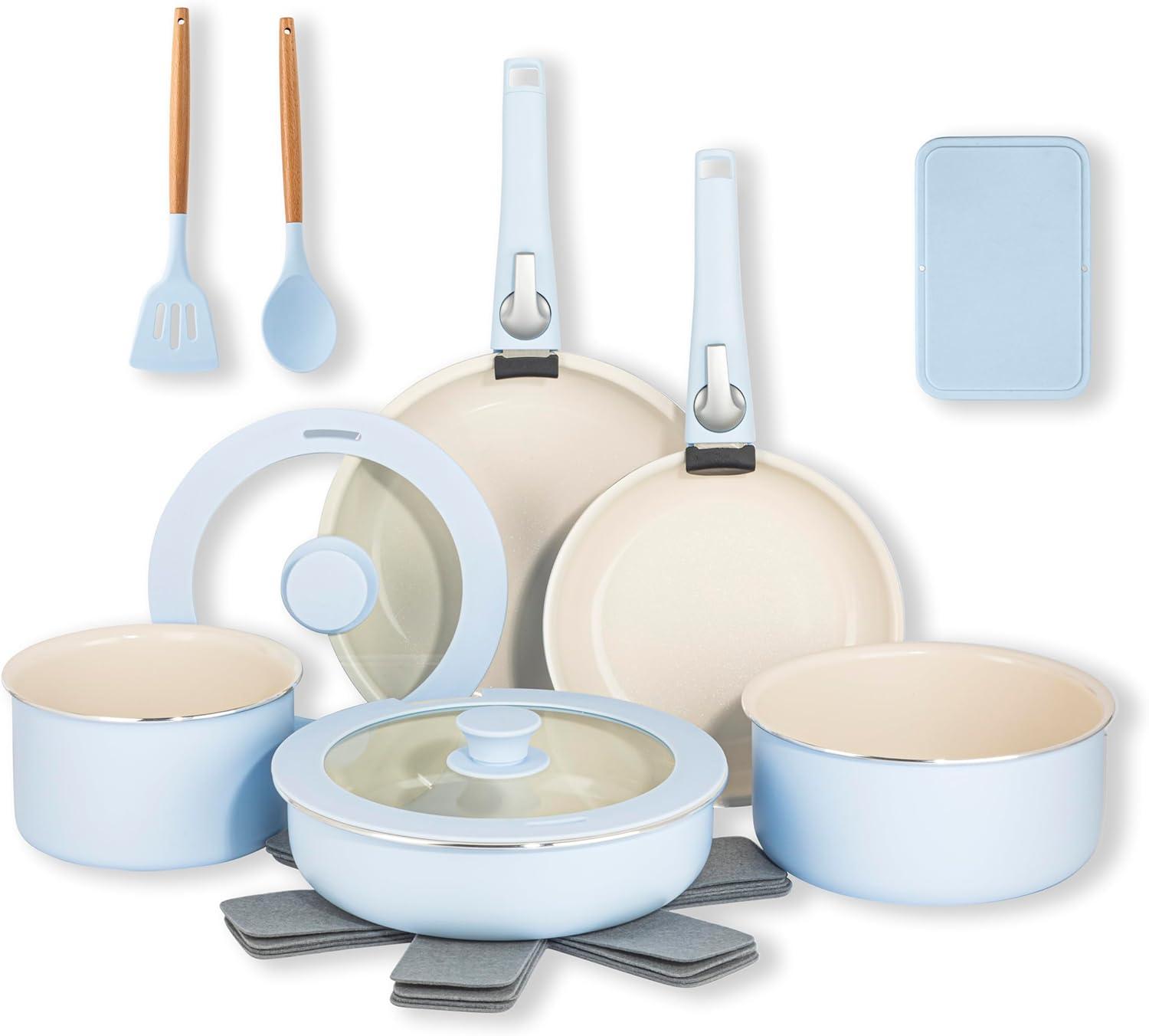 Gotham Steel Gotham Steel 18 Piece Detachable Handle Ceramic Nonstick Cookware Set