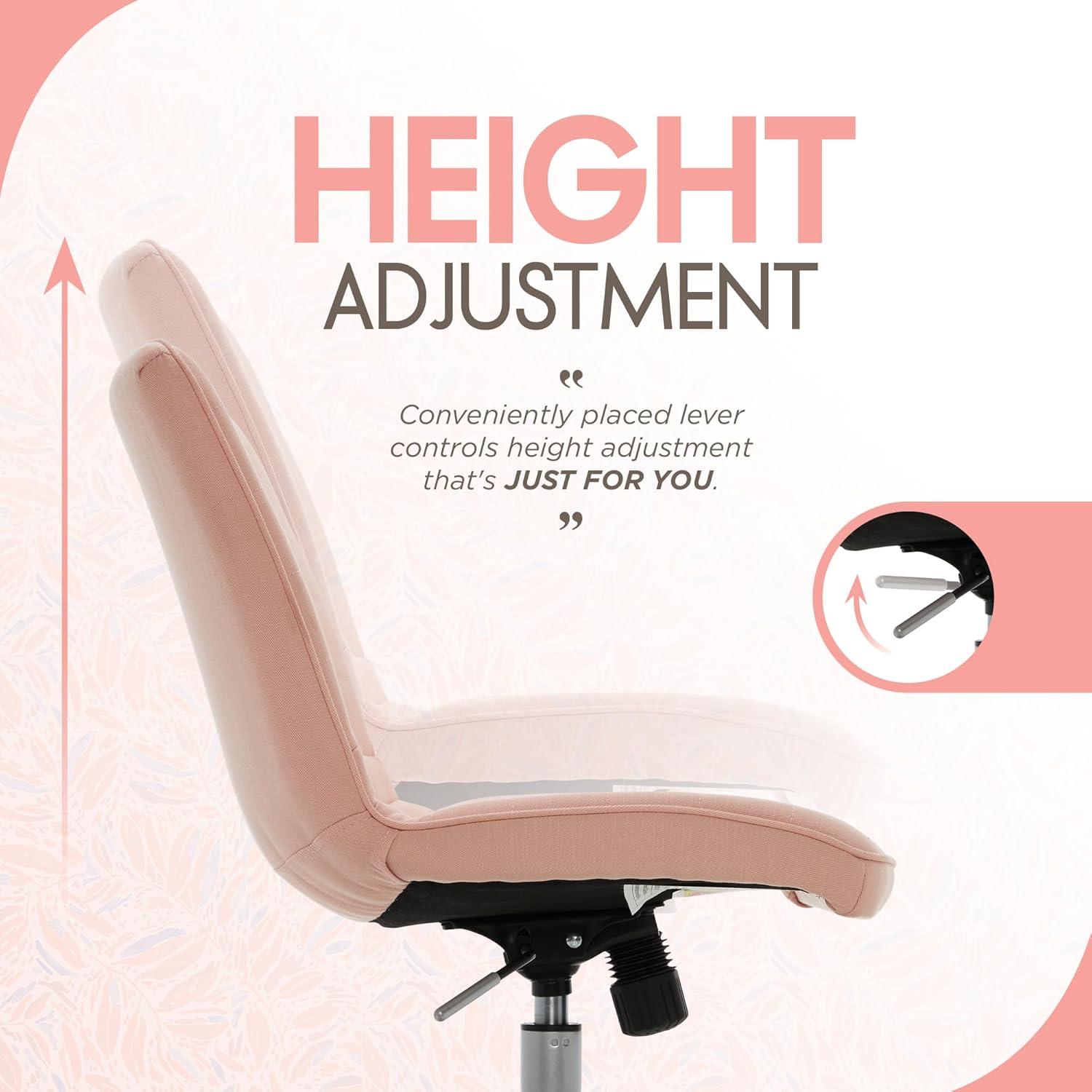Adore Decor Adelaide Task Chair French Pink: Chrome-Plated, Adjustable Height, Swivel, Metal Base