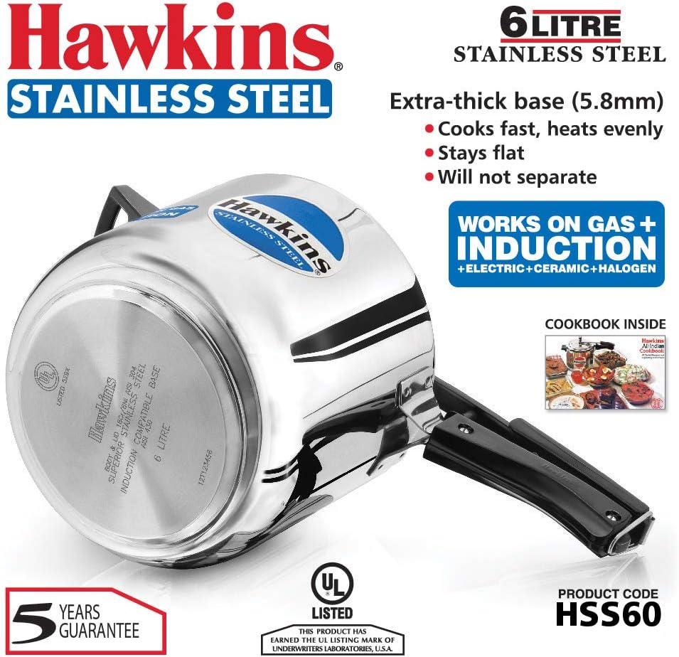 Hawkins B65 Stainless Steel Pressure Cooker - 6 Litres