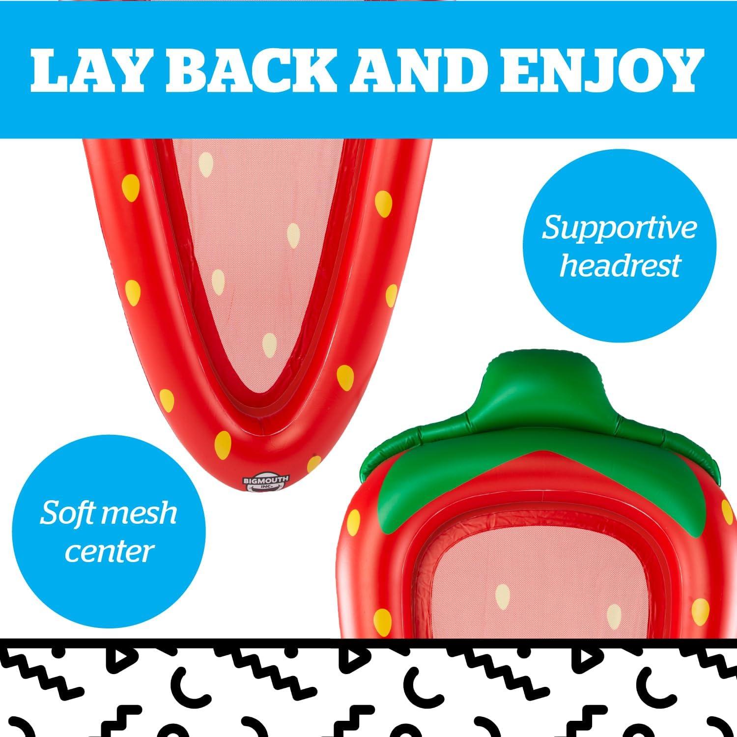 Big Mouth Strawberry Mesh Hammock Pool Float 22-BPF-3913
