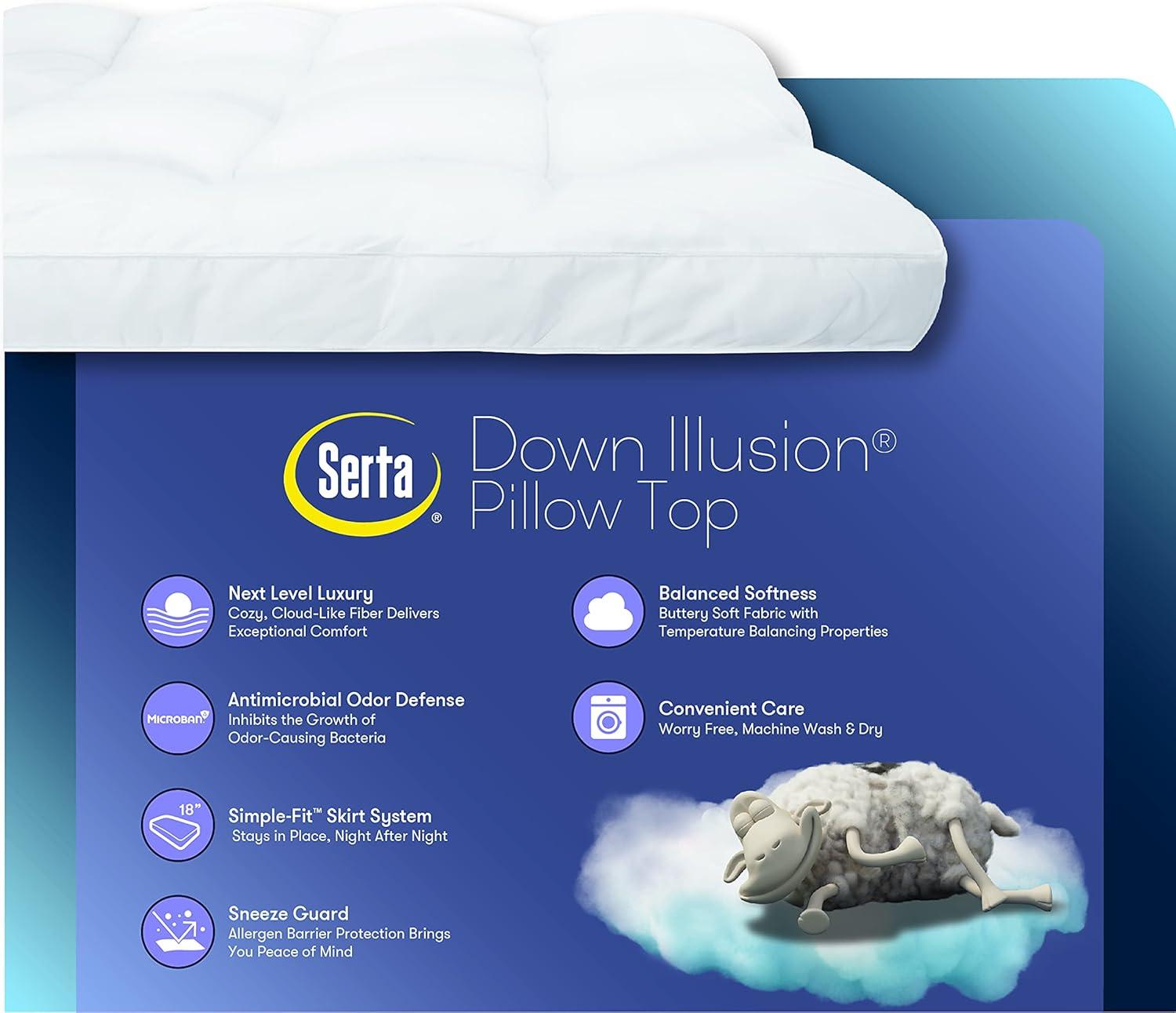 Serta Down Illusion Pillow Top Mattress Pad, Twin