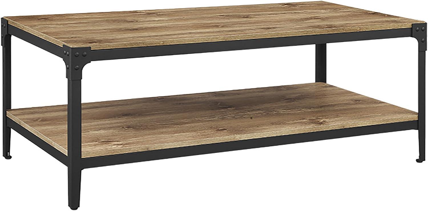 Angle Iron Rustic Engineered Wood Coffee Table - Barnwood Brown