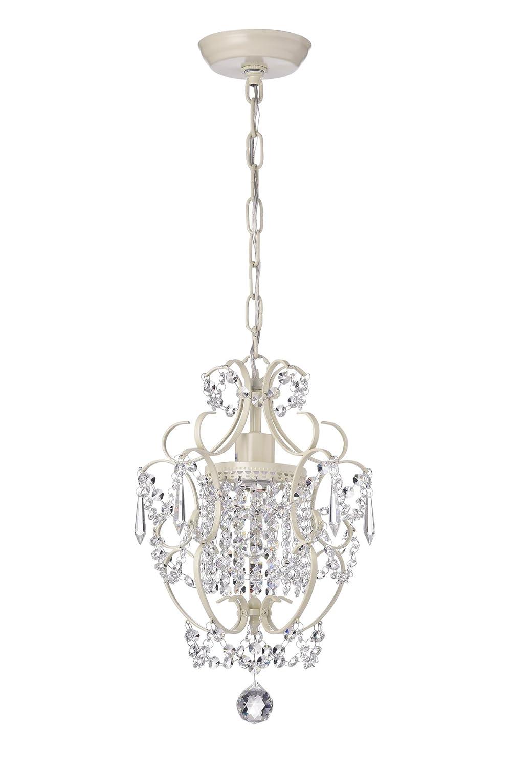 Edvivi Amorette Mini Chandelier Crystal Chandeliers, 1 Light Modern Elegant Glam Ceiling Light Fixture Ivory, Adjustable Hanging Lighting for Closet, Bedroom, Girls Room, Kitchen Island