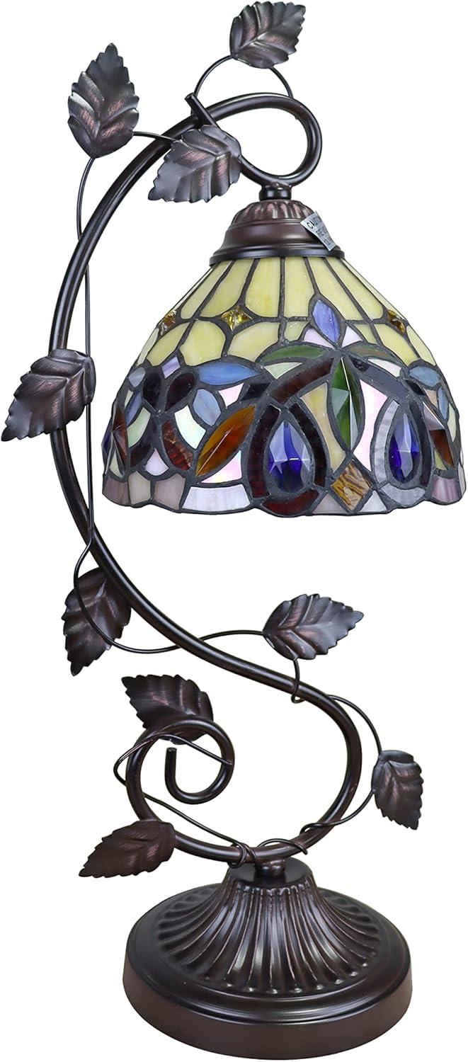 Chloe Lighting Serenity Victorian 1-Light Glass/Metal Table Lamp in Dark Bronze