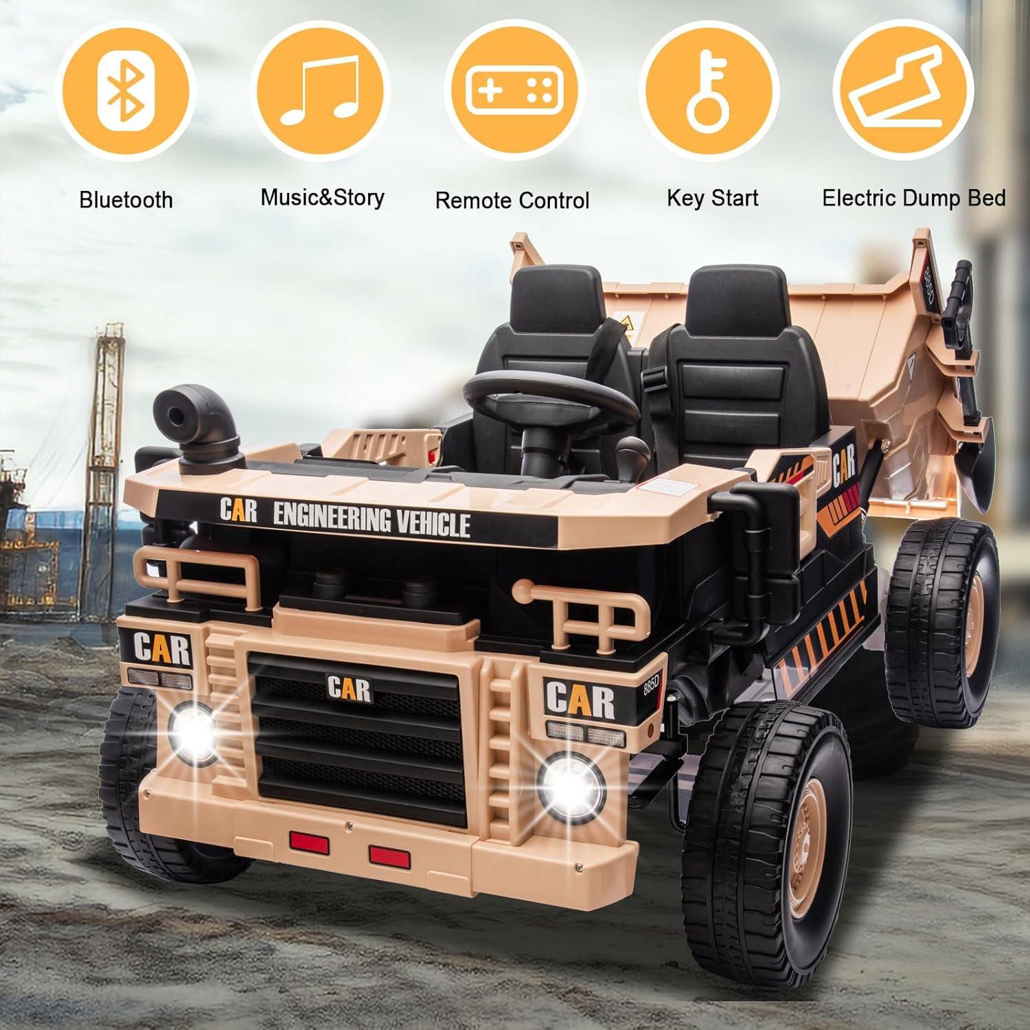 Himimi Delia Himimi 24 Voltage  Ride On Dump Truck, 2 Seater Kids UTV with Electric Dump Bed, Remote Control