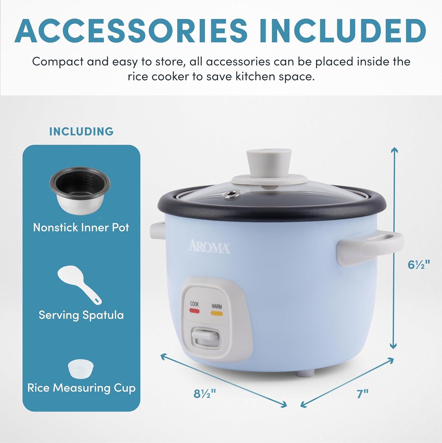 Aroma® 4-Cups (Cooked) / 1Qt. Rice & Grain Cooker, Blue