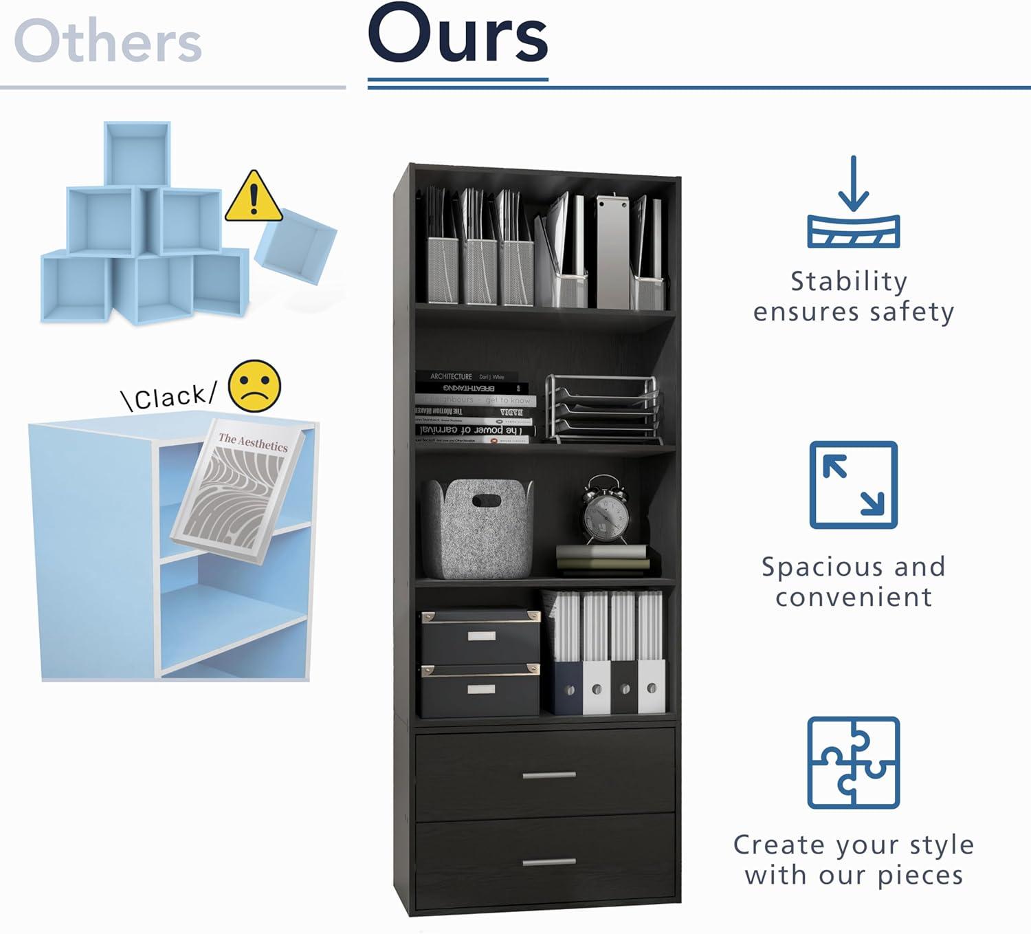 24/7 Shop At Home 46.9" Silkpath Modern 4 Tier Stackable and Modular Bookcase White: Modular Organizer, Open Shelving