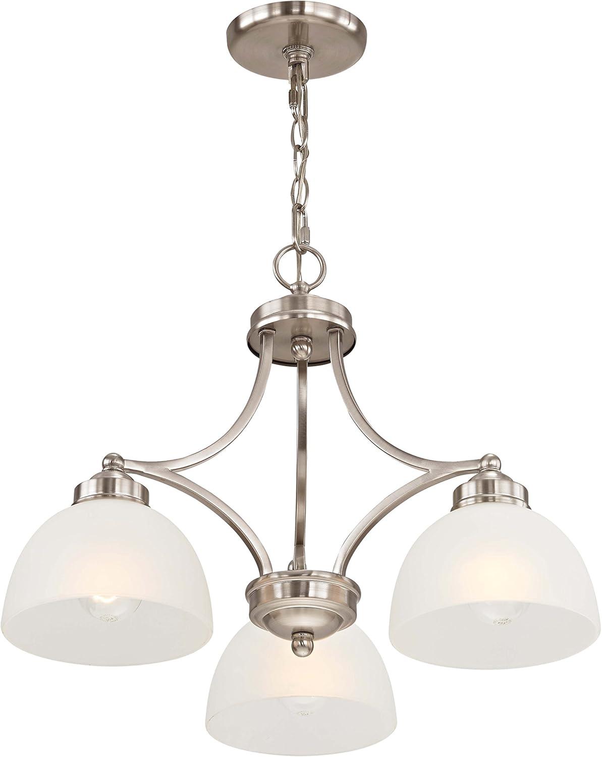 Somerset Mini 3-Light Chandelier in Brushed Nickel with Satin Glass