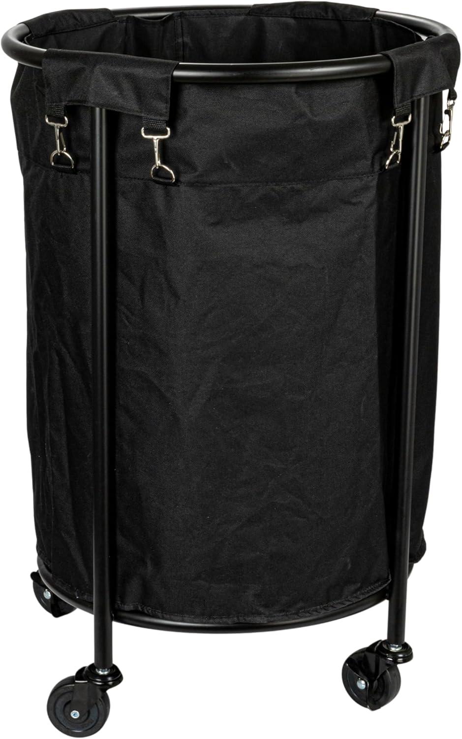 Black Metal Frame Rolling Laundry Hamper with Wheels