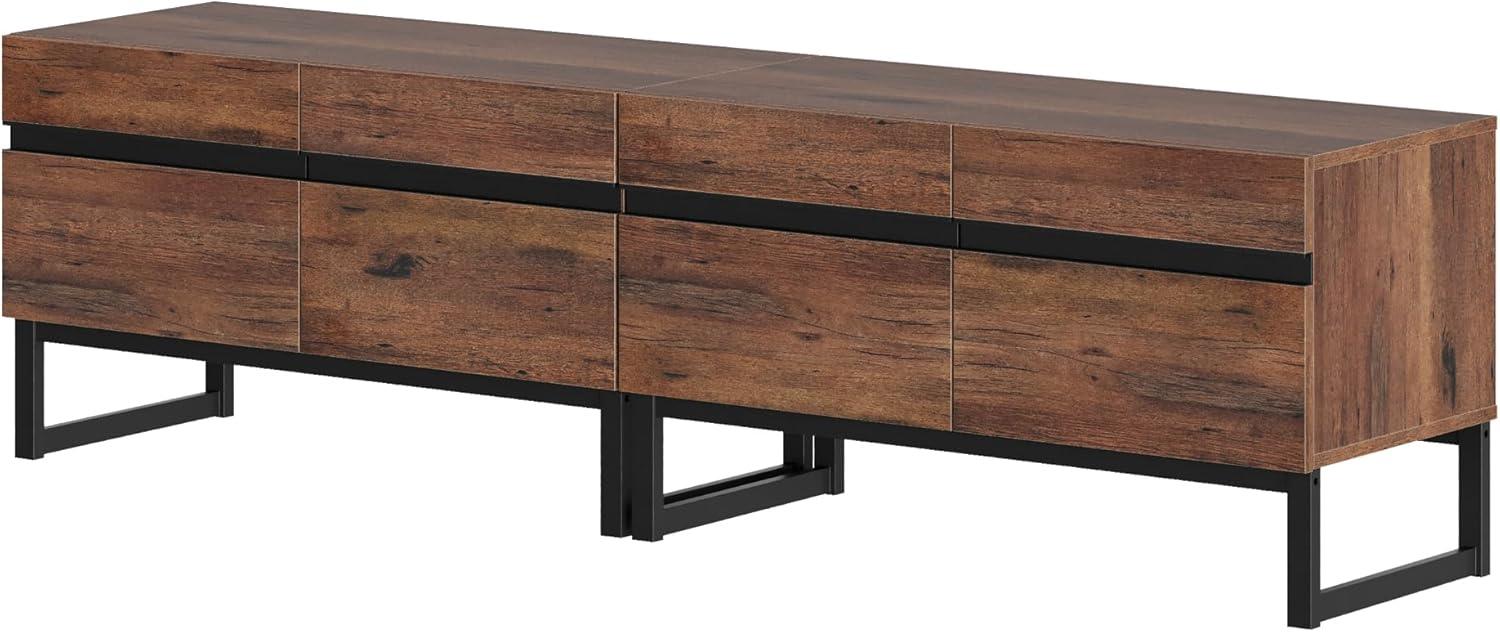 WAMPAT Modern TV Stand for TVs up to 75 inch, 2 in 1 Entertainment Center TV Console with Storage Cabinets and Metal Base,Media Console for Living Room,Brown