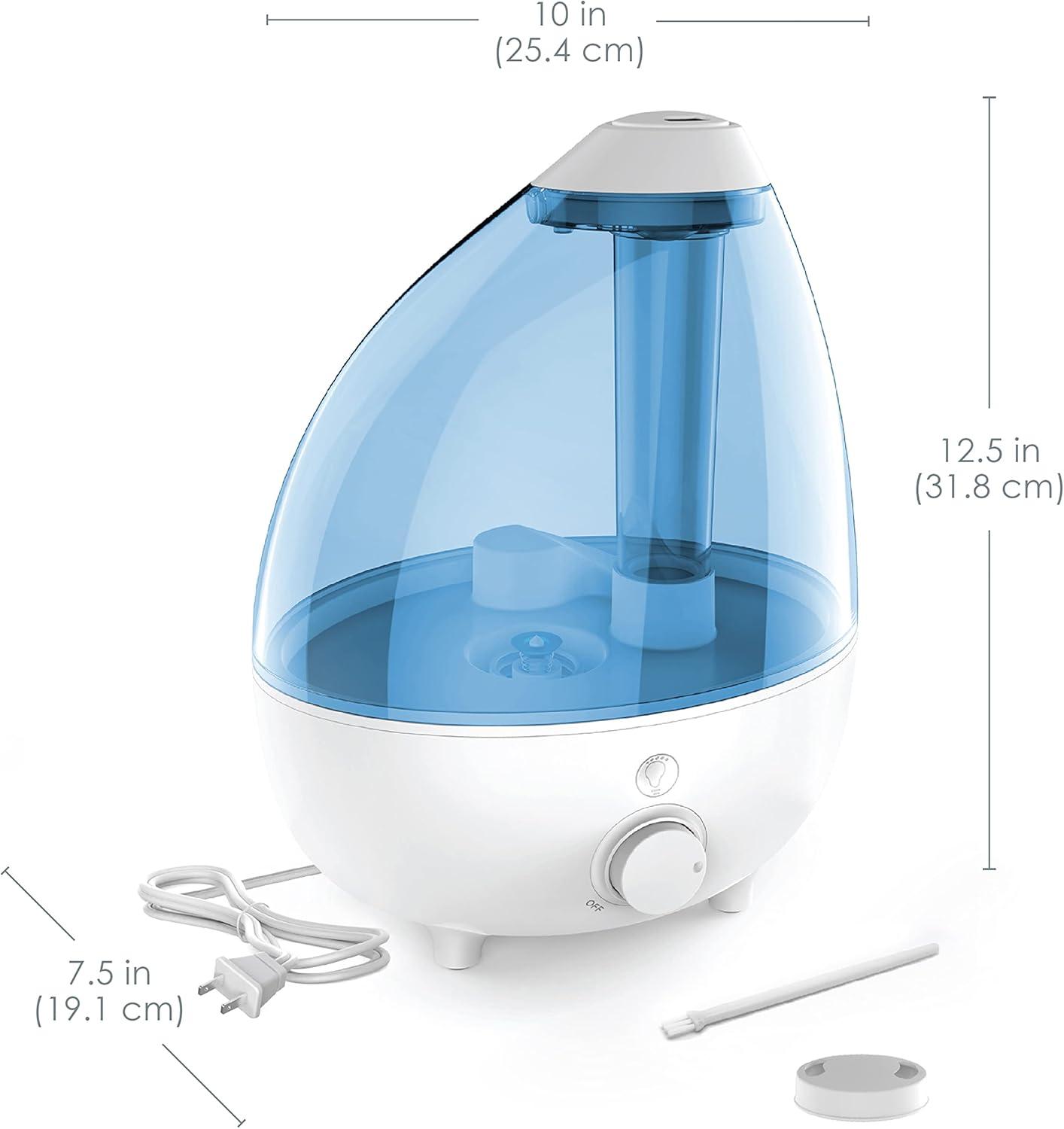 Large White and Blue Ultrasonic Cool Mist Humidifier with Auto Shutoff