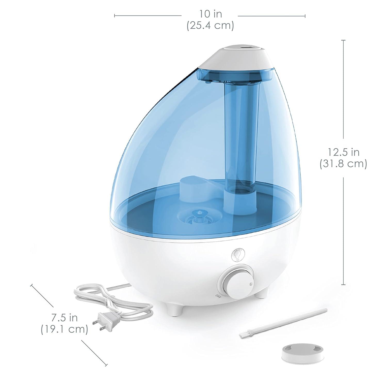 Large White and Blue Ultrasonic Cool Mist Humidifier with Auto Shutoff