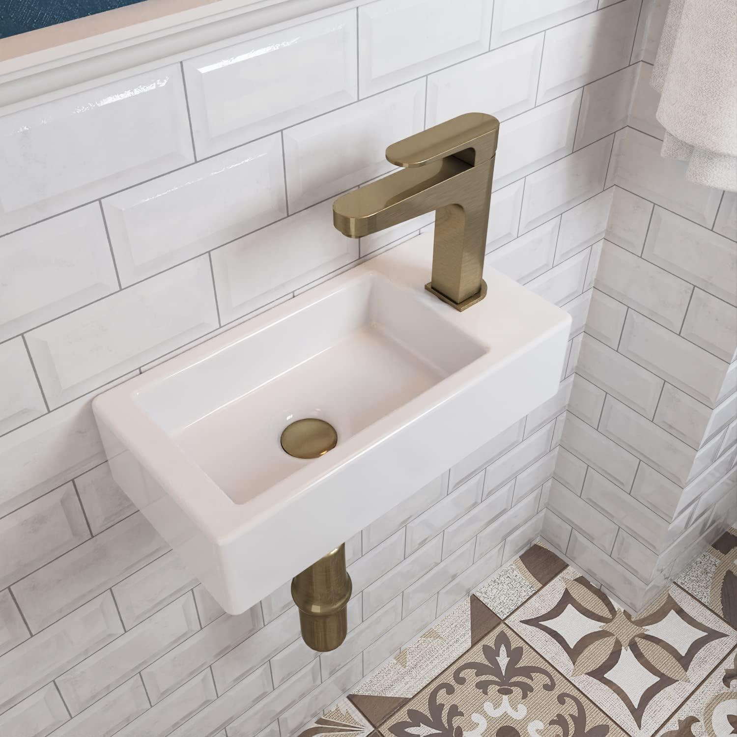 DeerValley DV-1V081R White Ceramic Rectangular 7'' Wall Mount Bathroom Sink