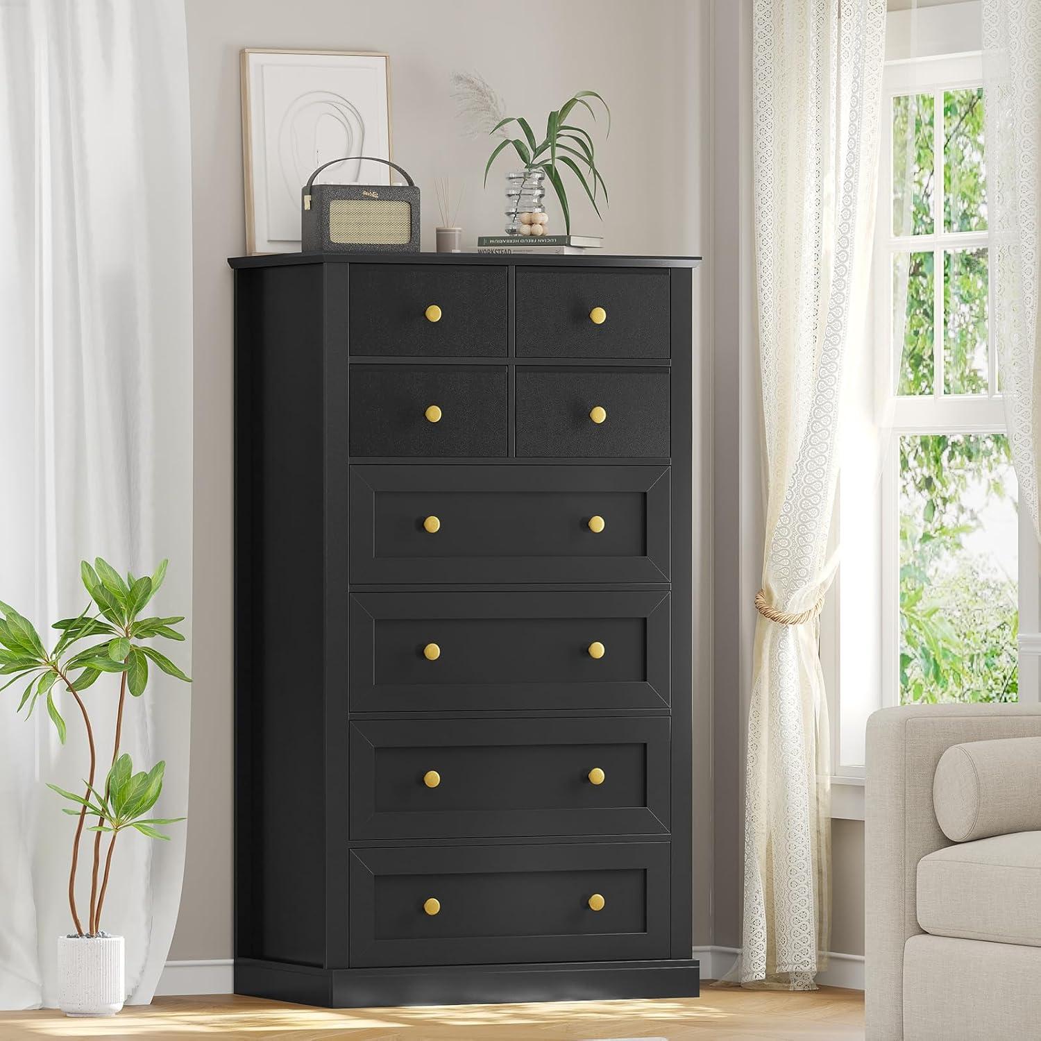 Winston Porter 8 Drawers Tall Dresser For Bedroom, Tall Dressers And Chest Of Drawers, Vertical Chest Of Drawers Dresser For Bedroom