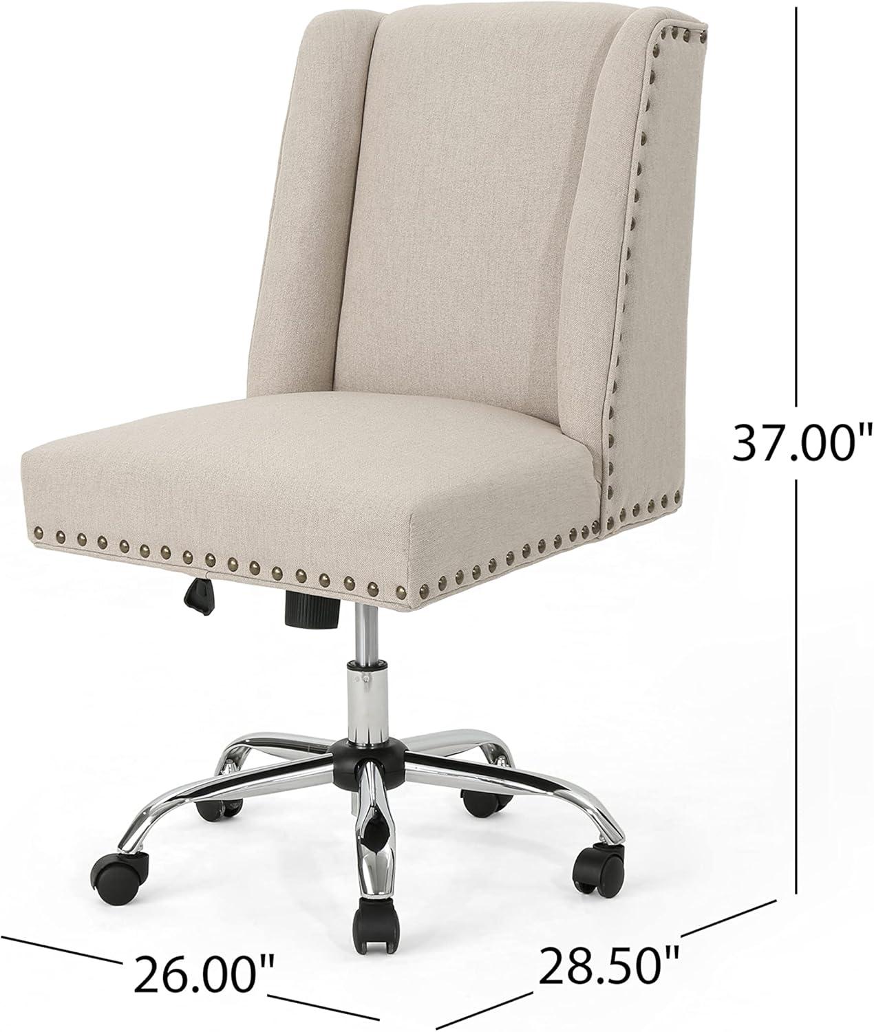 Chiara Home Office Fabric Desk Chair Light Brown - Christopher Knight Home: Chrome Base, Gas Lift, Swivel Function