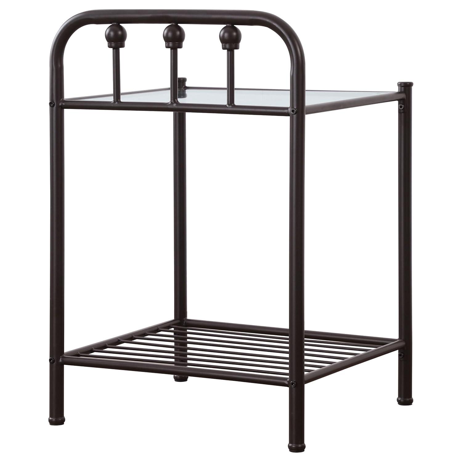 Coaster Livingston Traditional 1 Shelf Metal Nightstand with Glass Top Dark Bronze