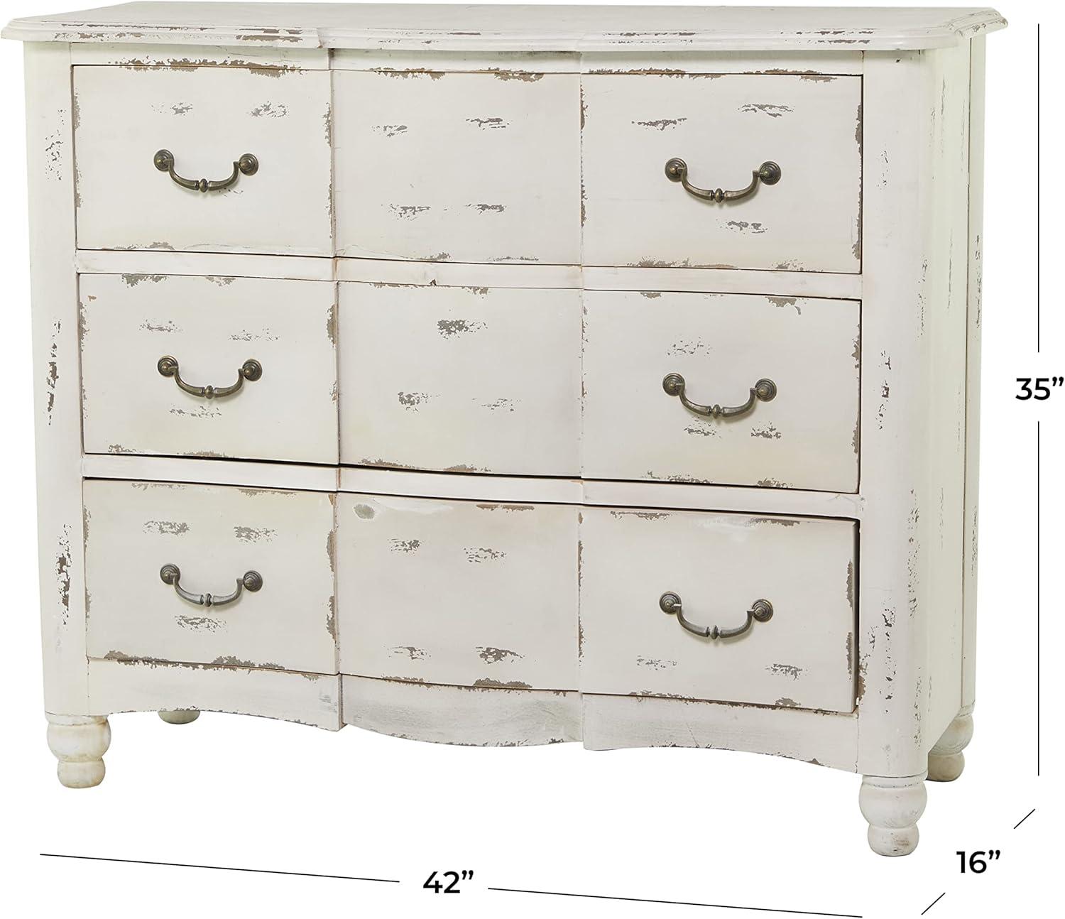 Cottage Charm Cream Wood 3-Drawer Accent Chest, 42"x35"