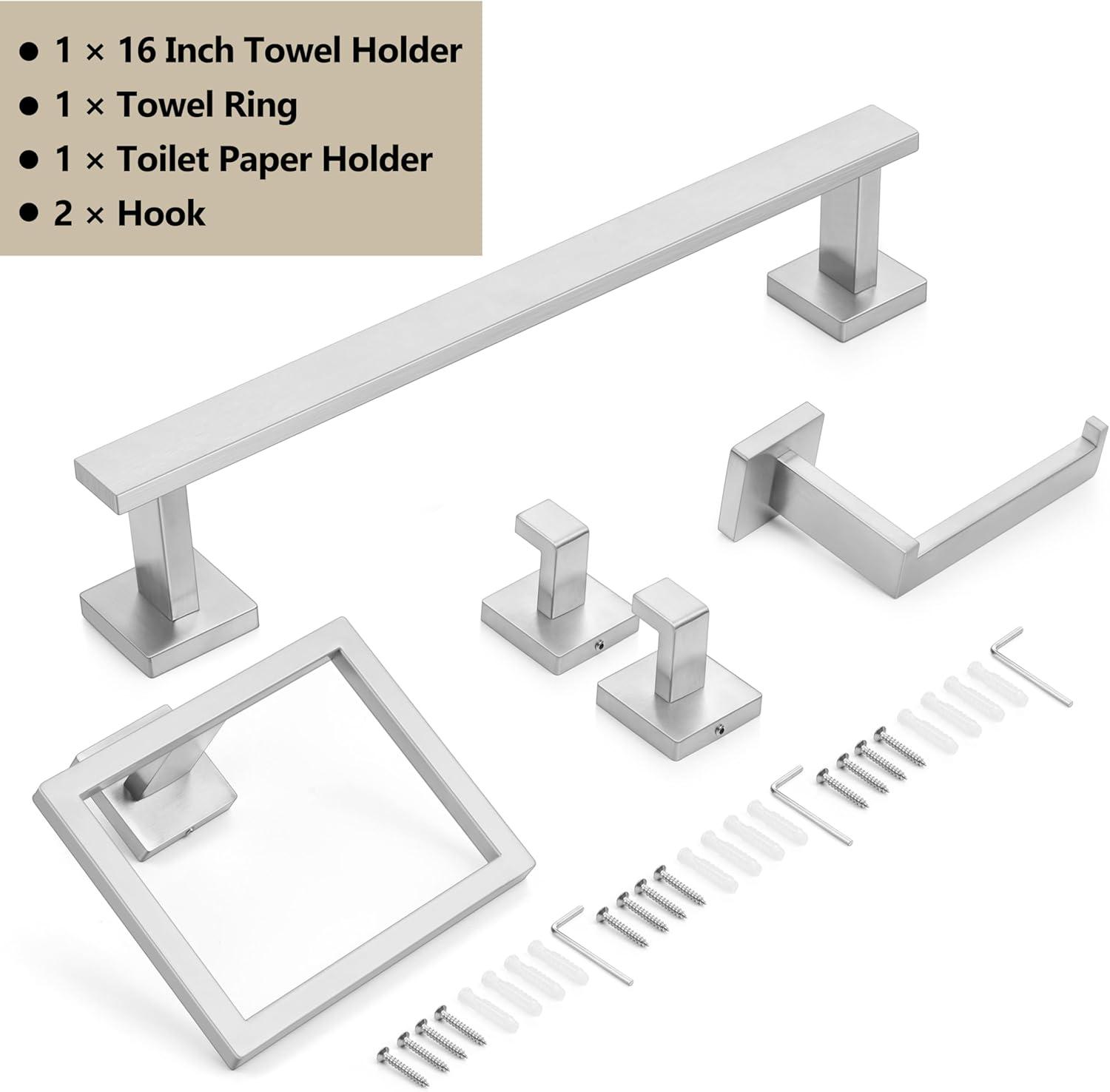 5-Pieces Bathroom Hardware Accessories Set,Towel Racks for Bathroom Wall Mounted.