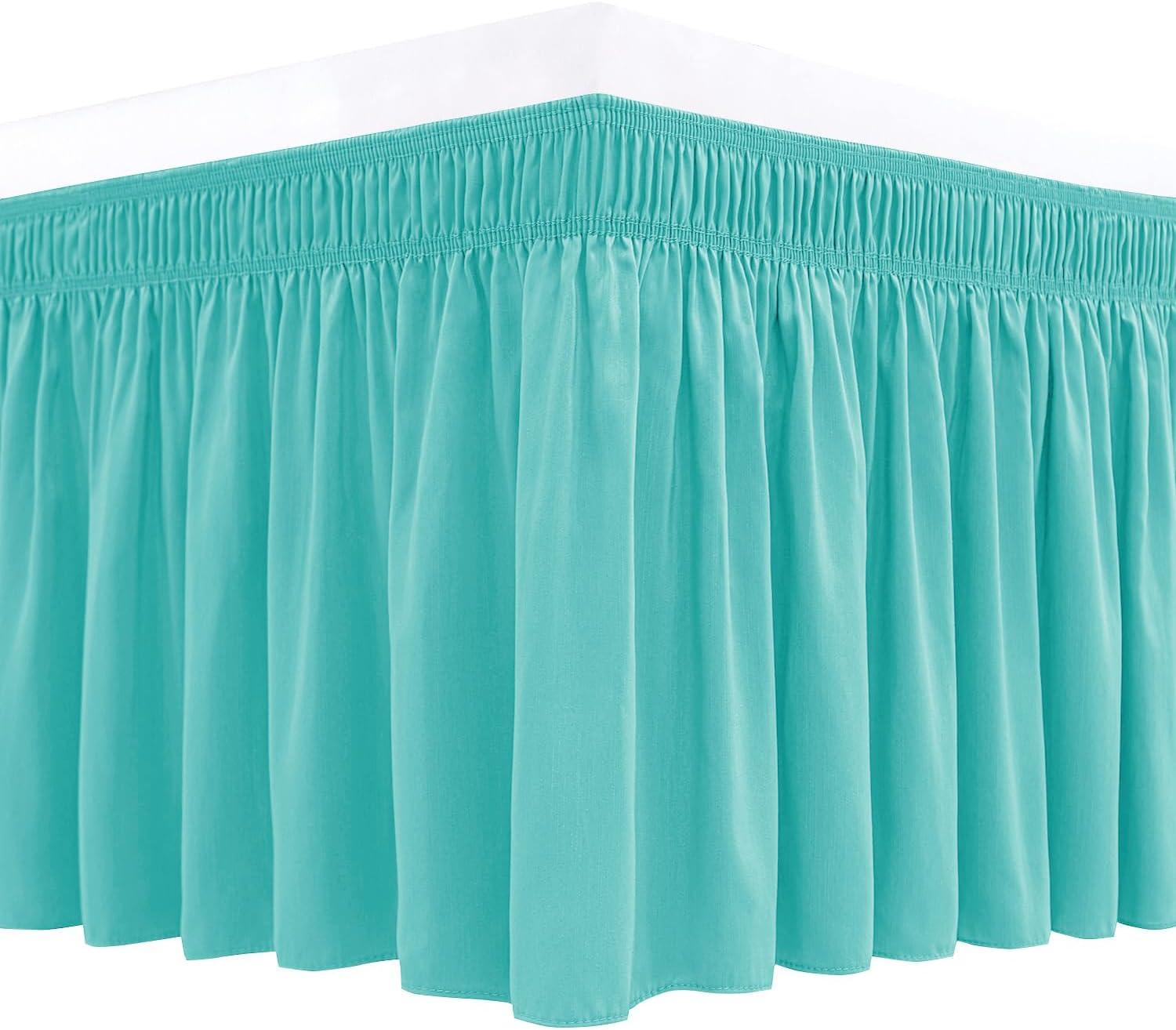 Biscaynebay Wrap Around Bed Skirts for King & Cal King Beds 15" Drop, Taupe Adjustable Elastic Dust Ruffles Easy Fit Wrinkle & Fade Resistant Silky Luxurious Fabric Machine Washable