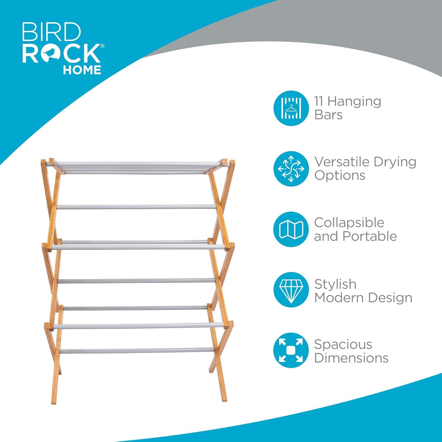 3-Tier Bamboo and Steel Collapsible Clothes Drying Rack