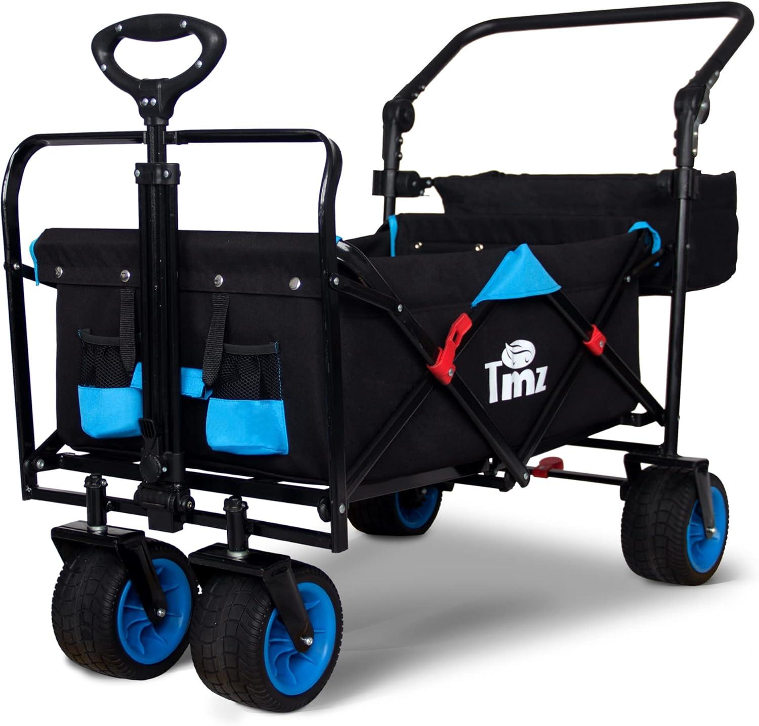 Black and Blue Heavy Duty Folding Wagon with Iron Frame