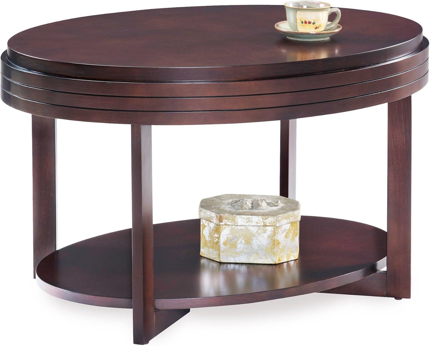 Leick Favorite Finds Oval Wood Coffee Table in Brown/Chocolate Cherry