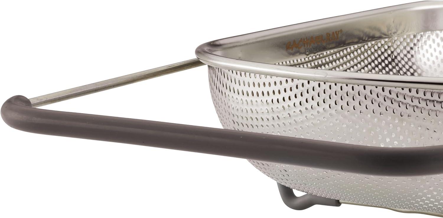 Stainless Steel Over-The-Sink Colander with Gray Handles